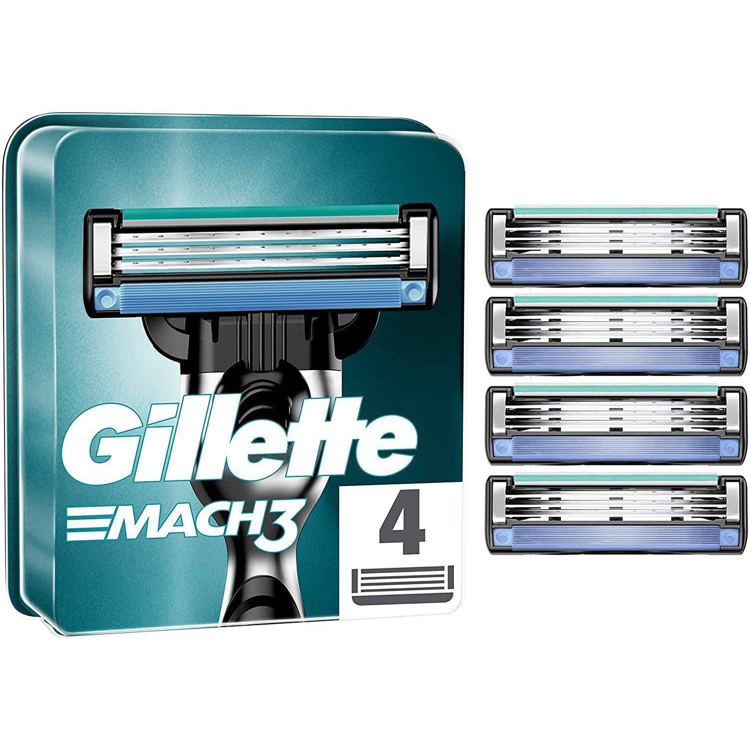 Gillette Mach3 Refill Razor Blades - with Anti-Friction Microfins - 4 Pack