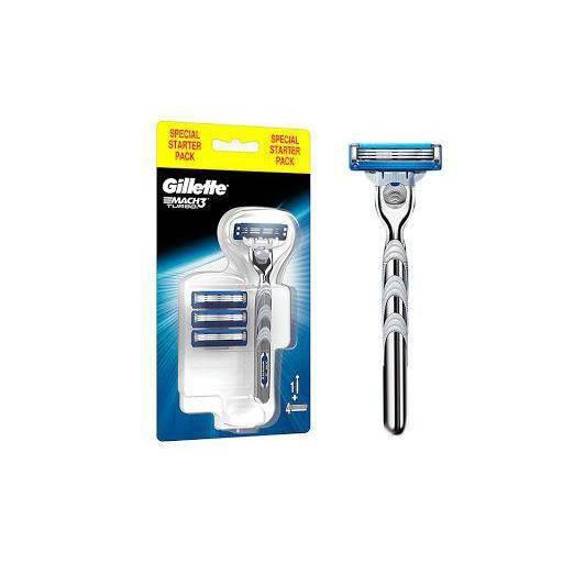 Gillette Mach3 Turbo Men's Razor Starter Pack with 4 Refills - Turbo Blades