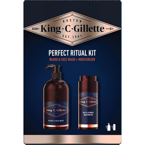 King C. Gillette 3in1 Face ,Beard & Hair Wash 350ML & Face & Stubble Moisturizer 100ML
