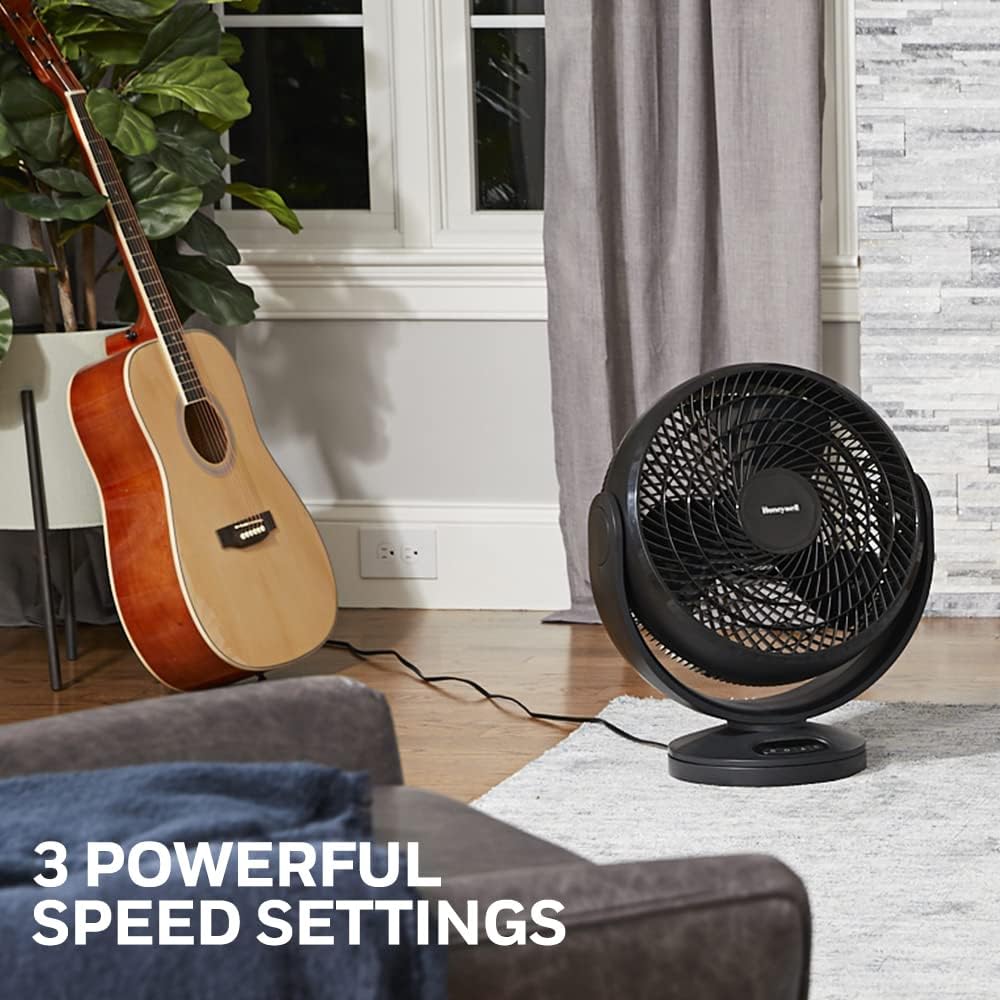 Honeywell Turbo Force Digital Oscillating Floor Fan 3 Speeds and 90 Degree Pivot), Black, (HF715BEV1)