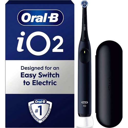 Oral-B iO2 Navy Electric Toothbrush, 1 Ultimate Clean Toothbrush Head, 1 Travel Case, Designed by Braun