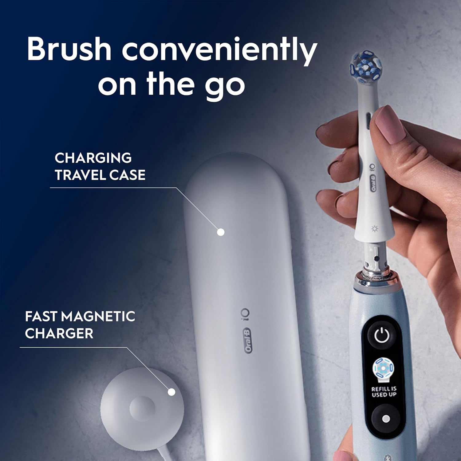 Oral-B iO9 2 x Electric Toothbrushes , Oral B Electric Toothbrushes, Gifts For Women / Men, 2 Toothbrush Heads & Charging Travel Case, 7 Modes with Teeth Whitening, 2 Pin UK Plug, Black