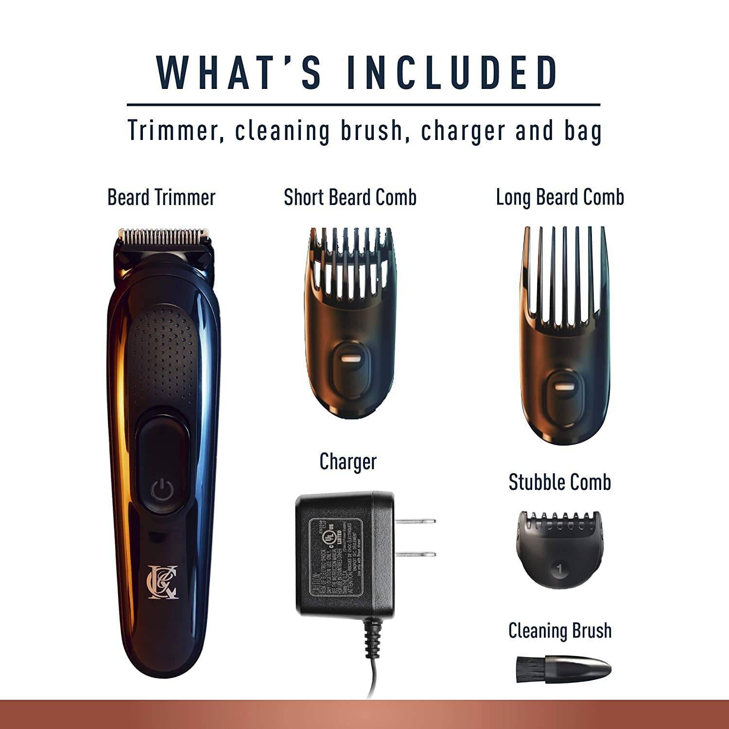 King C. Gillette Beard Trimmer with 3 Combs - 11 Length Settings - Black