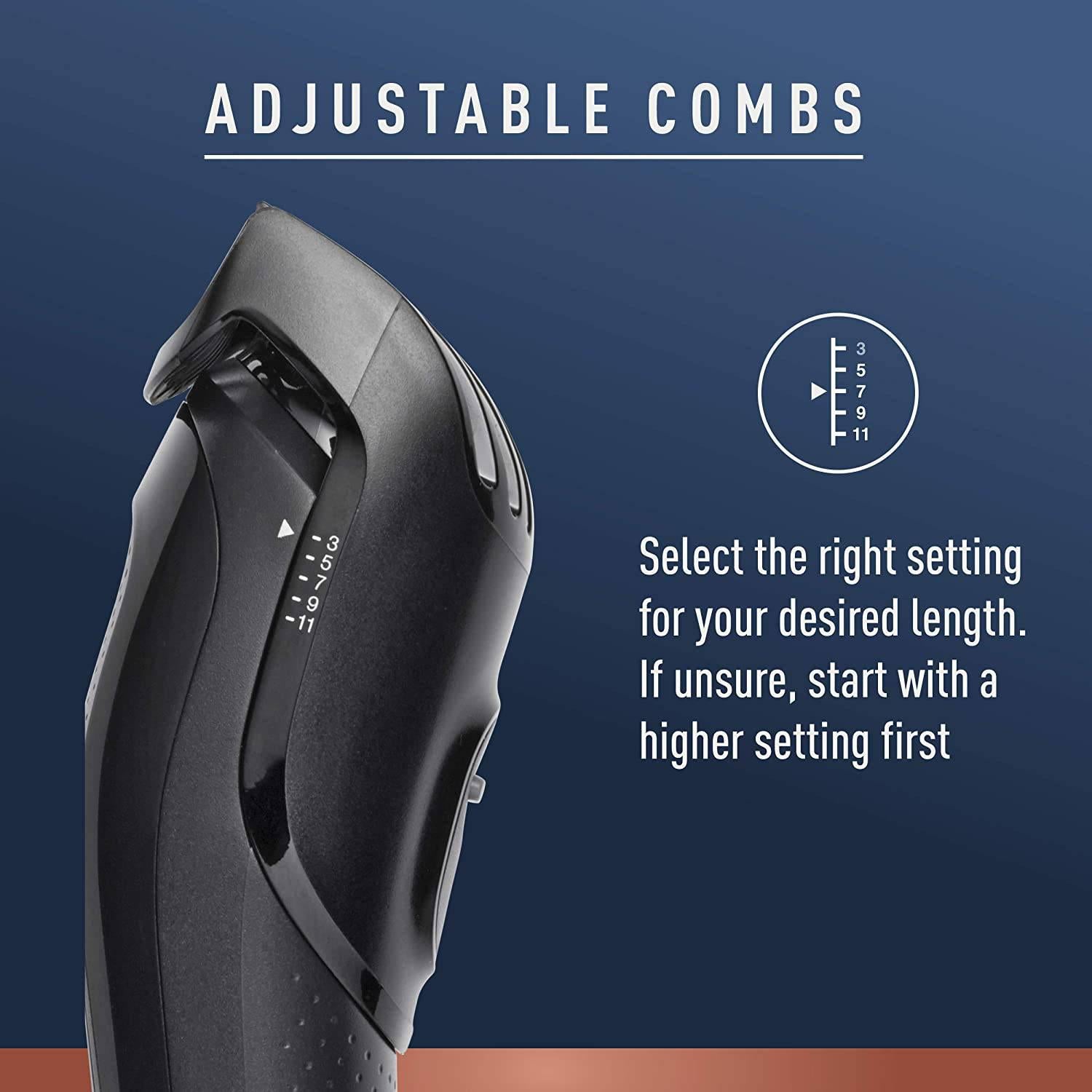 King C. Gillette Beard Trimmer with 3 Combs - 11 Length Settings - Black