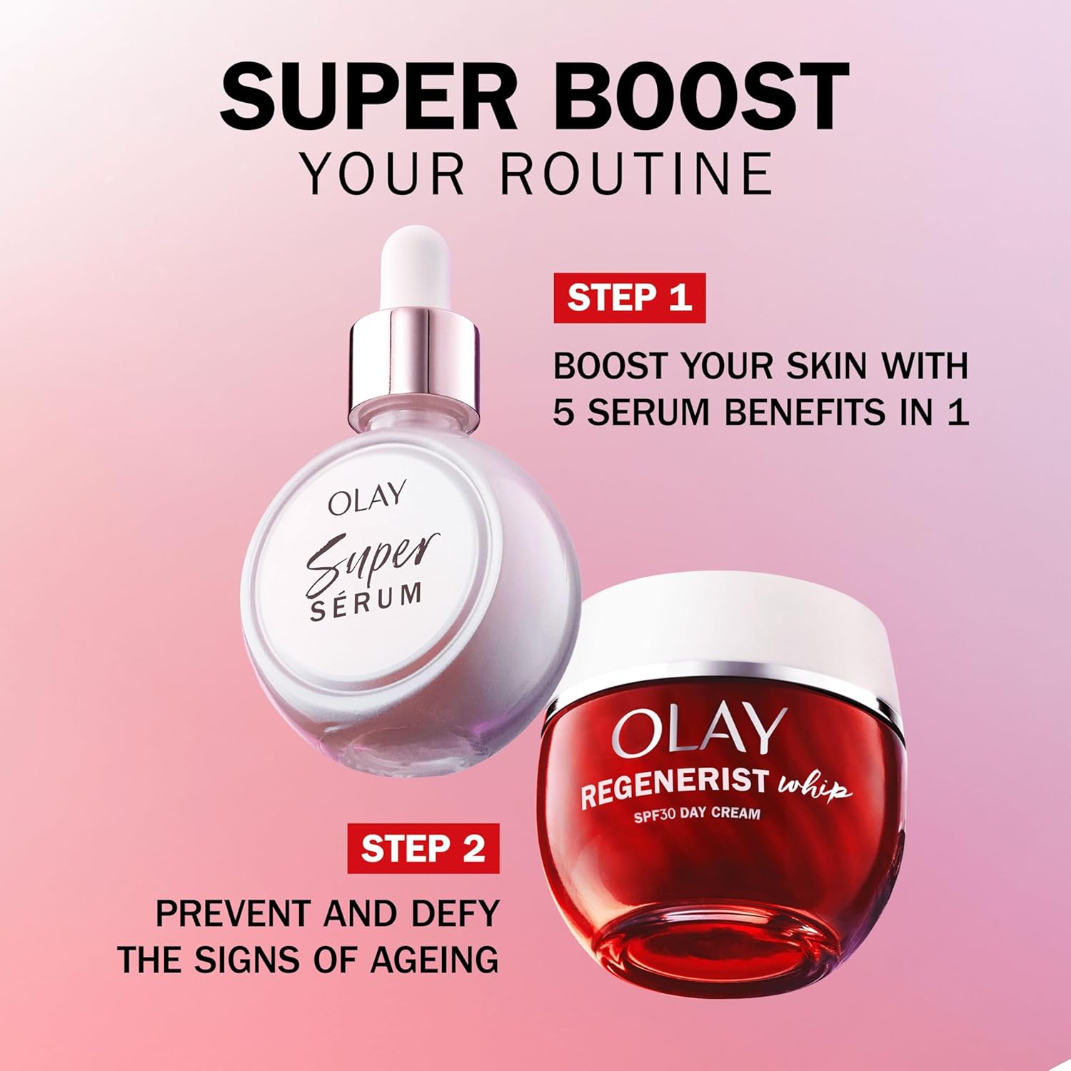 Olay Regenerist Whip Day Face Cream SPF30, Lightweight Anti-Wrinkle Firming Skincare Moisturiser 50ml