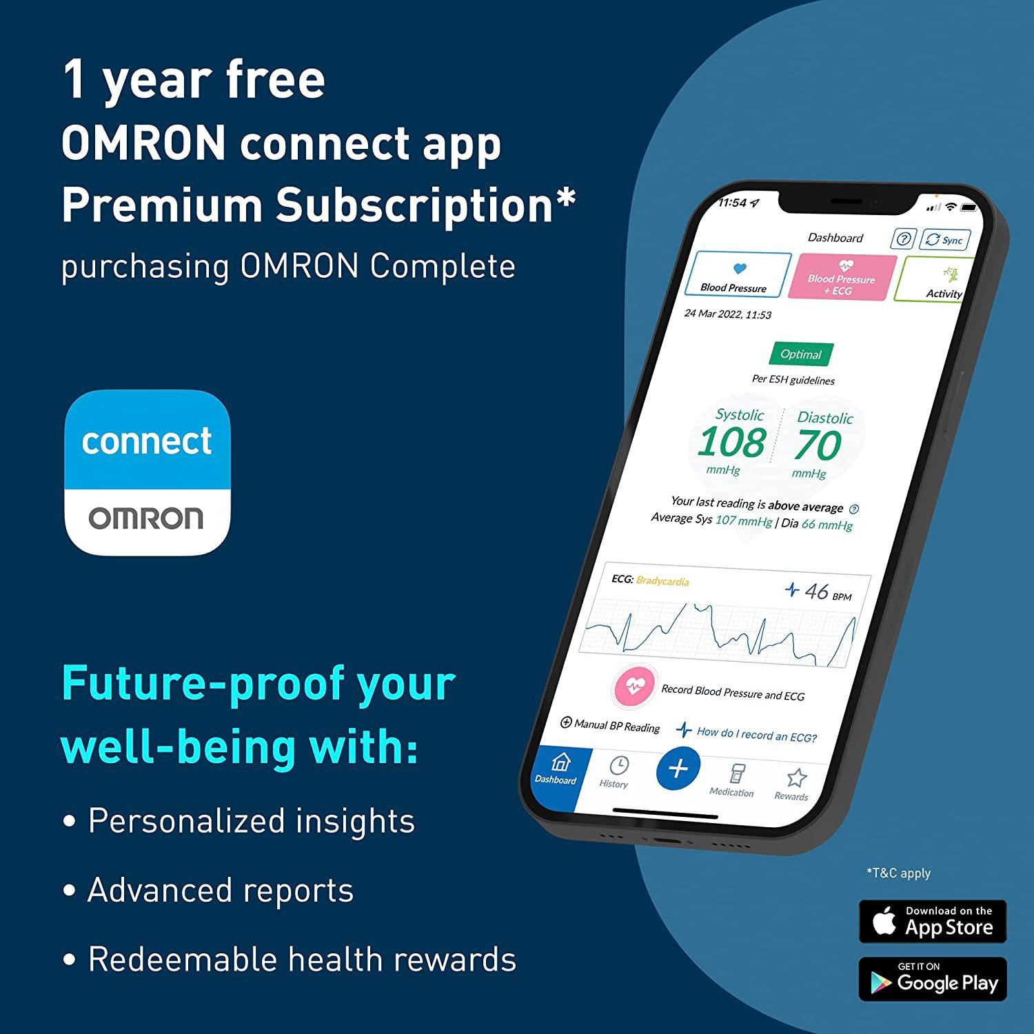OMRON Complete Smart Home Blood Pressure Monitor and ECG for Hypertension Monitoring and AFib screening at Home