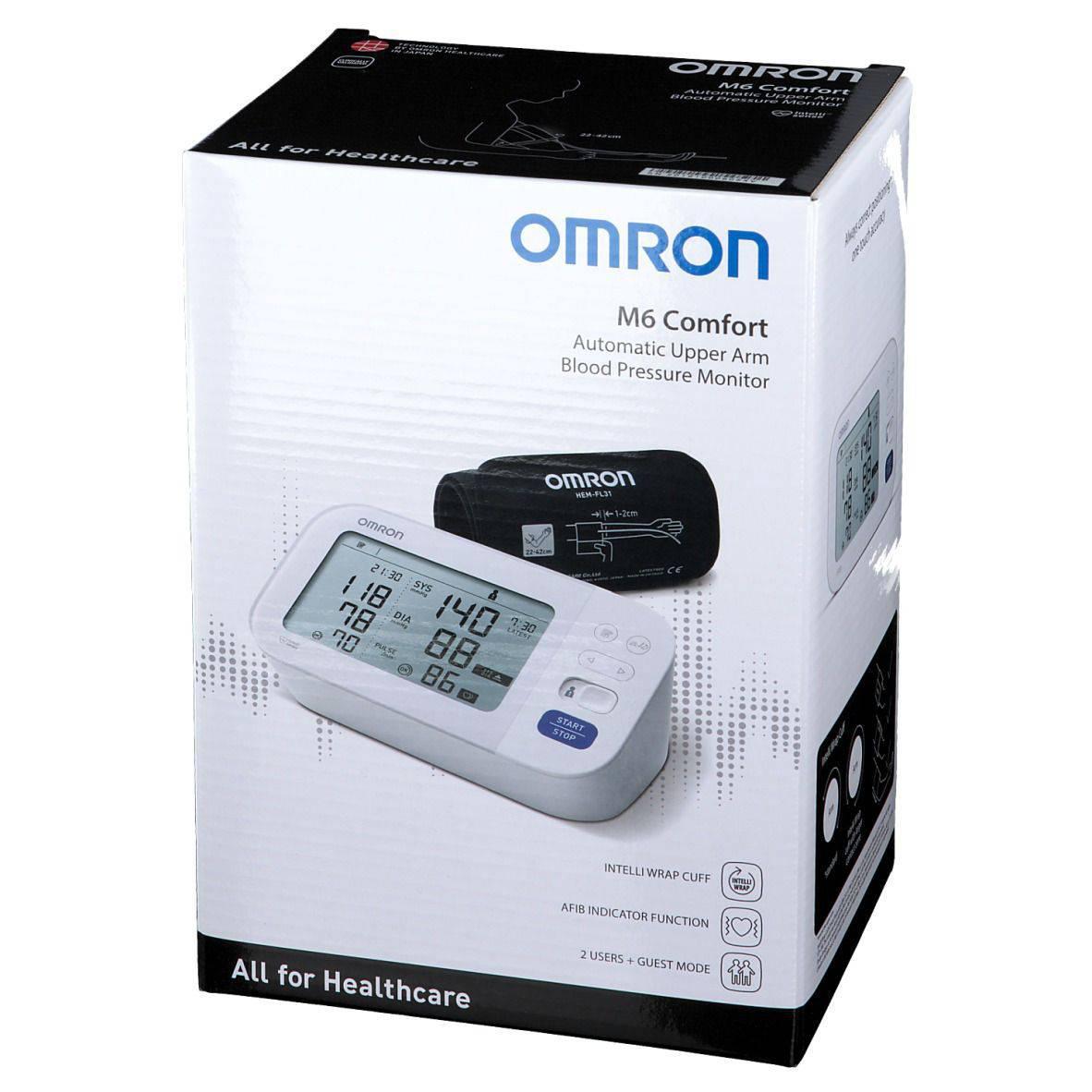 Omron M6 Comfort Digital Upper Arm Blood Pressure Monitor - 100 Readings - Intelli Wrap Cuff (22–42cm)