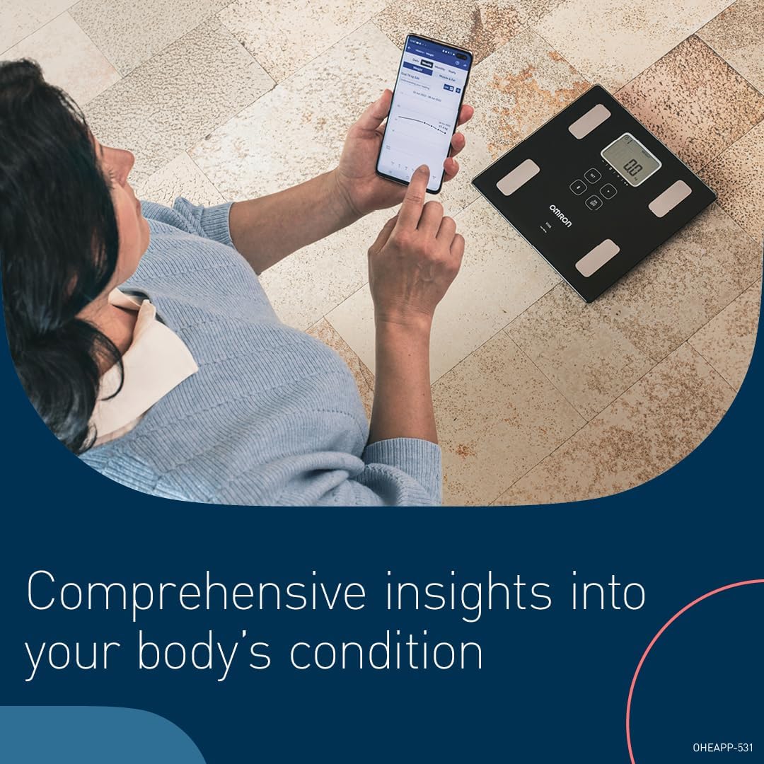 OMRON VIVA Bluetooth Smart Scale and Body Composition Monitor with Body Fat, Weight, Visceral Fat, Skeletal Muscle, Resting Metabolism, BMI