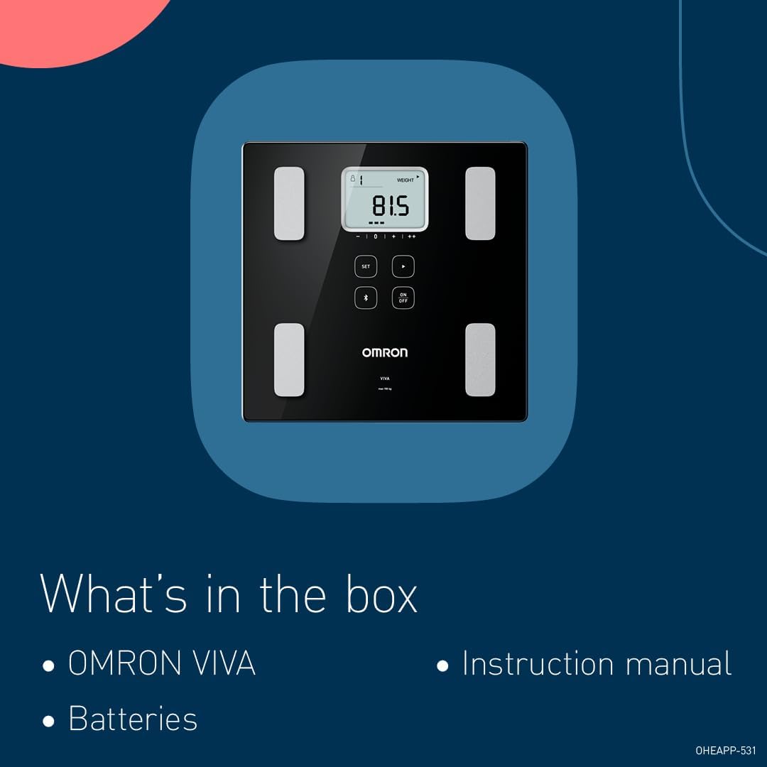 OMRON VIVA Bluetooth Smart Scale and Body Composition Monitor with Body Fat, Weight, Visceral Fat, Skeletal Muscle, Resting Metabolism, BMI