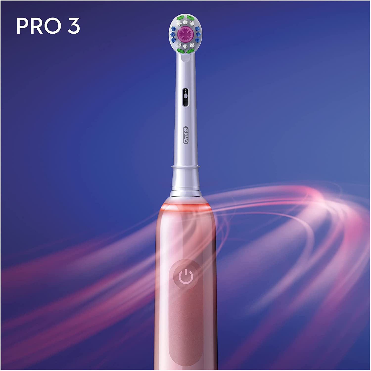 Oral-B Pro 3 - 3500 - Pink Electric Toothbrush, 1 Handle with Visible Pressure Sensor, 1 Toothbrush Head, 1 Travel Case