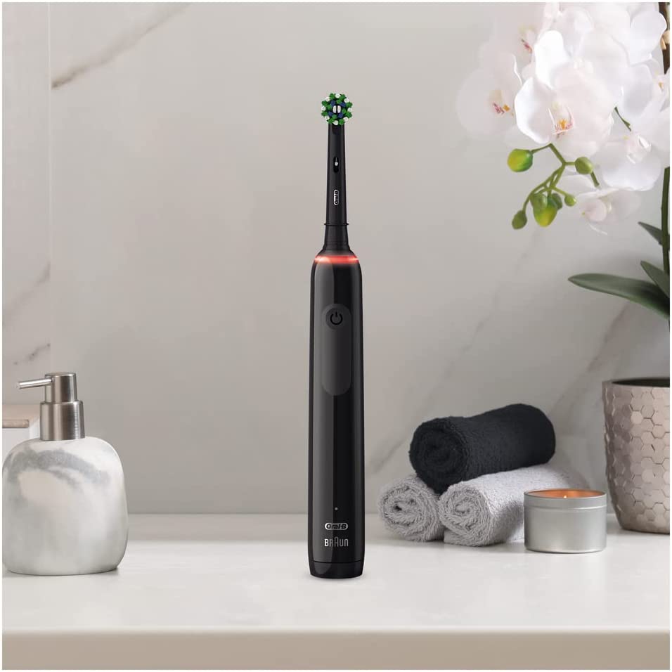 Oral-B Pro 3 - 3900 - Set of 2 Electric Toothbrushes Black, 2 Handles with Visible Pressure Sensor, 2 Toothbrush Heads