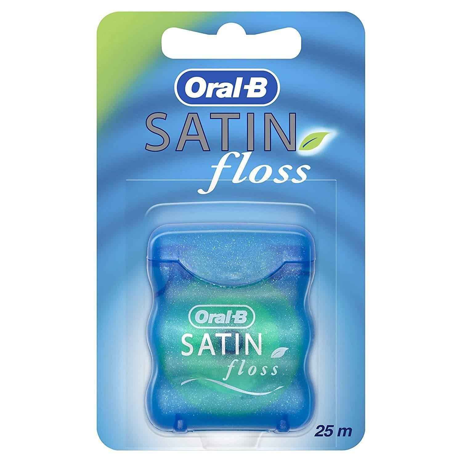 Oral-B Satin Floss Mint Dental Floss - Comfort Grip, Oval Shape - Mint, 25M