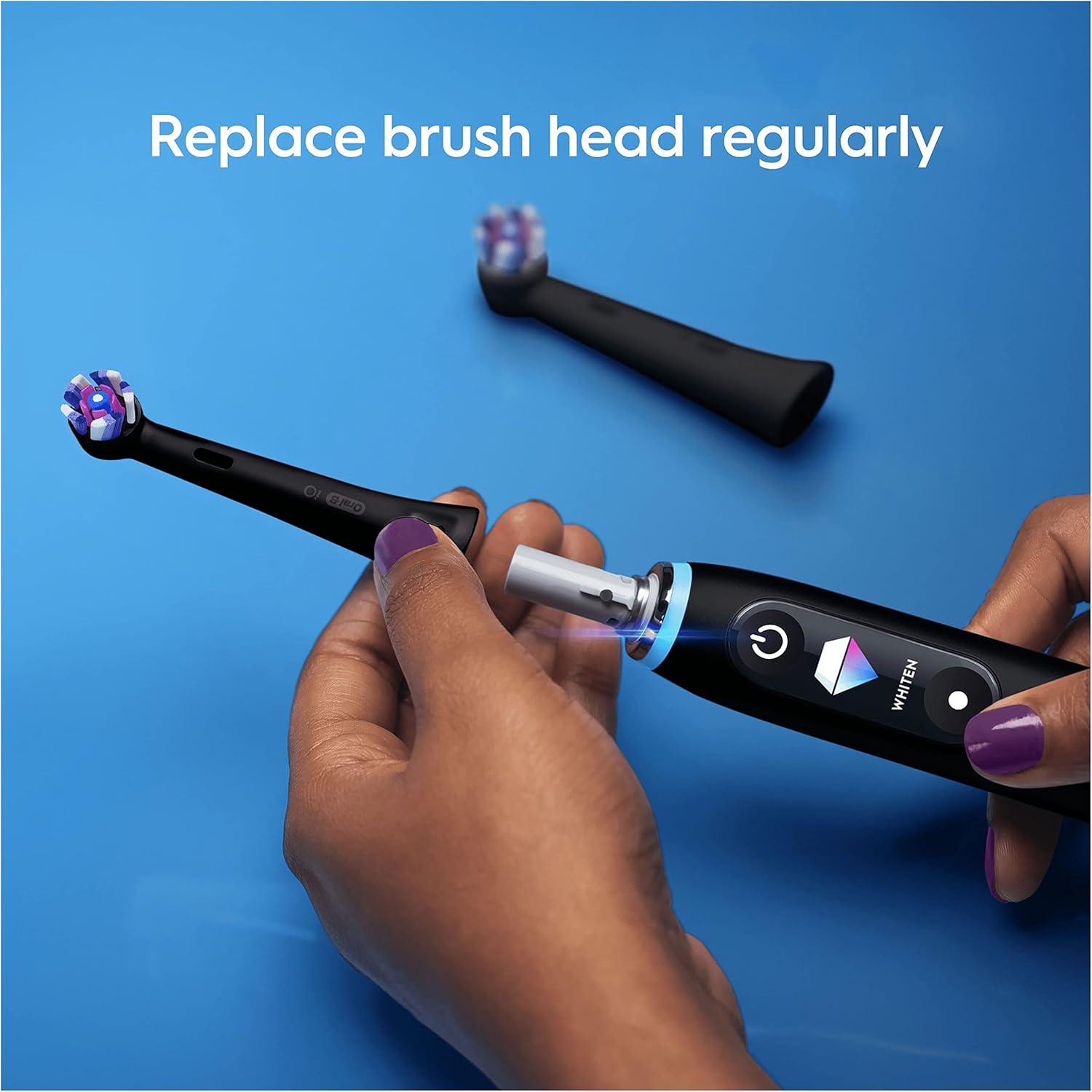 Oral-B iO 6pk Radiant White Replacement Toothbrush Heads Black, Angled Bristles Deeper Plaque Removal, with Polishing Petals for Teeth Whitening