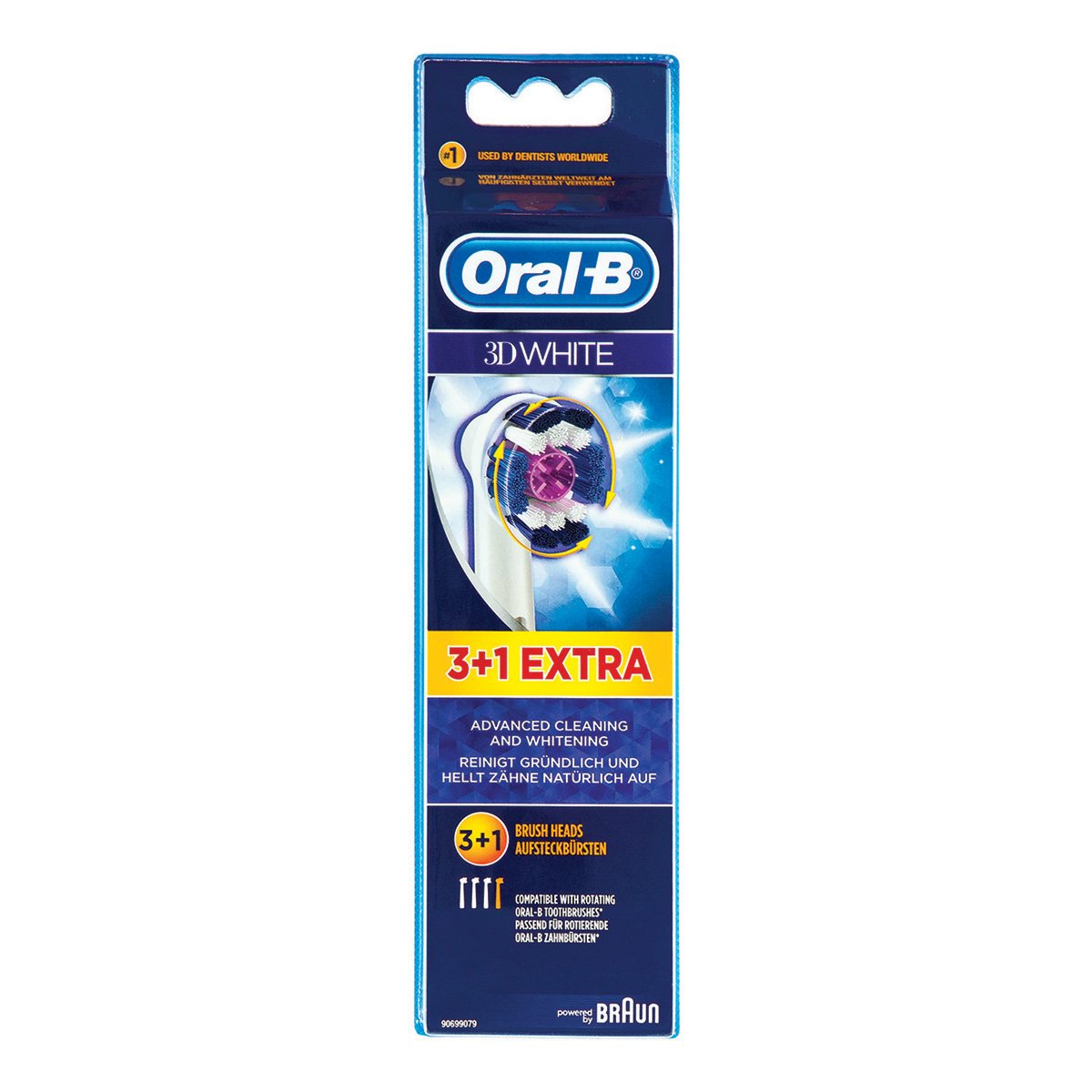 Oral-B 3D White 4pk Replacement Toothbrush Heads - Advanced Cleaning and Whitening