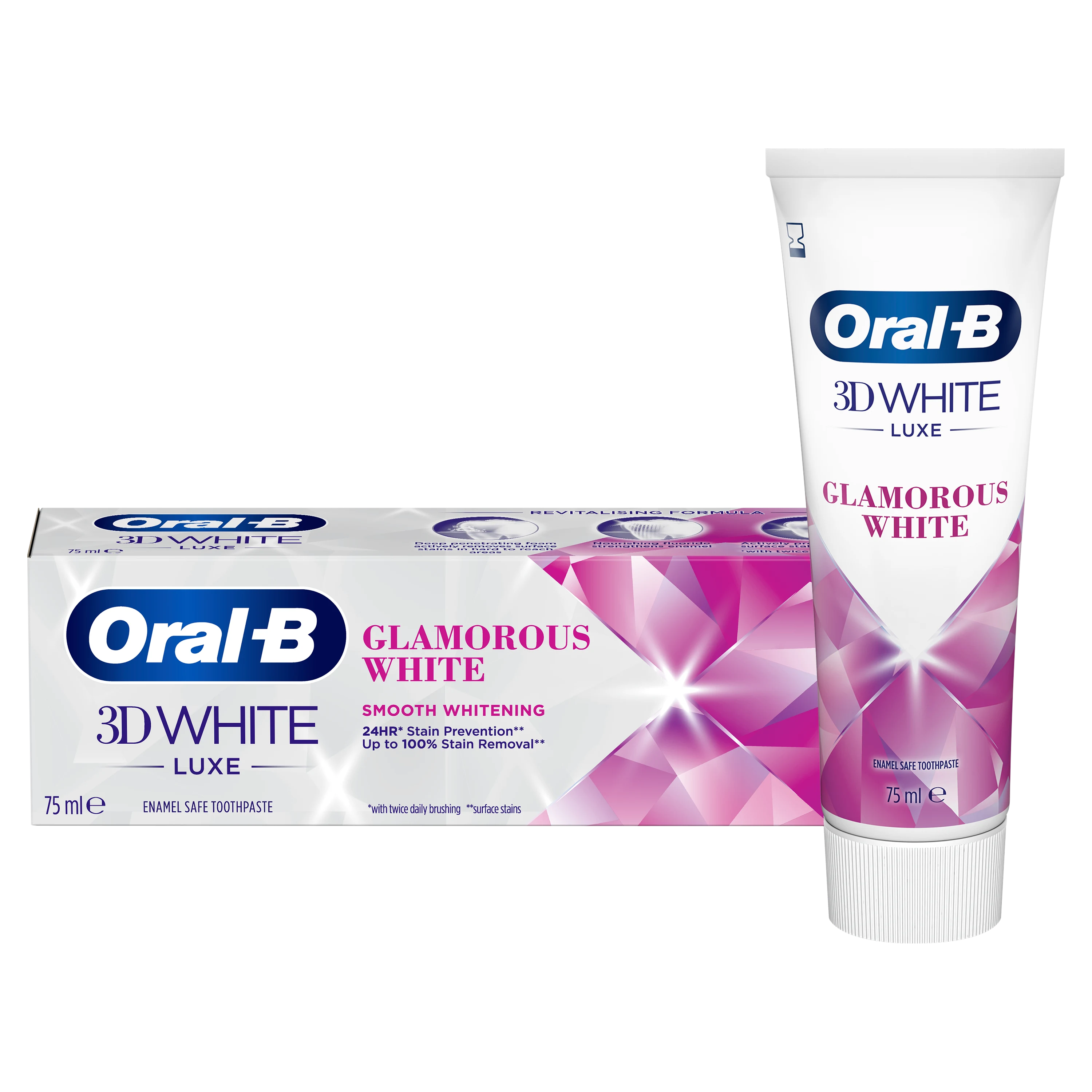 Oral-B 3D Glamorous White Toothpaste, 75ml whitening Toothpaste