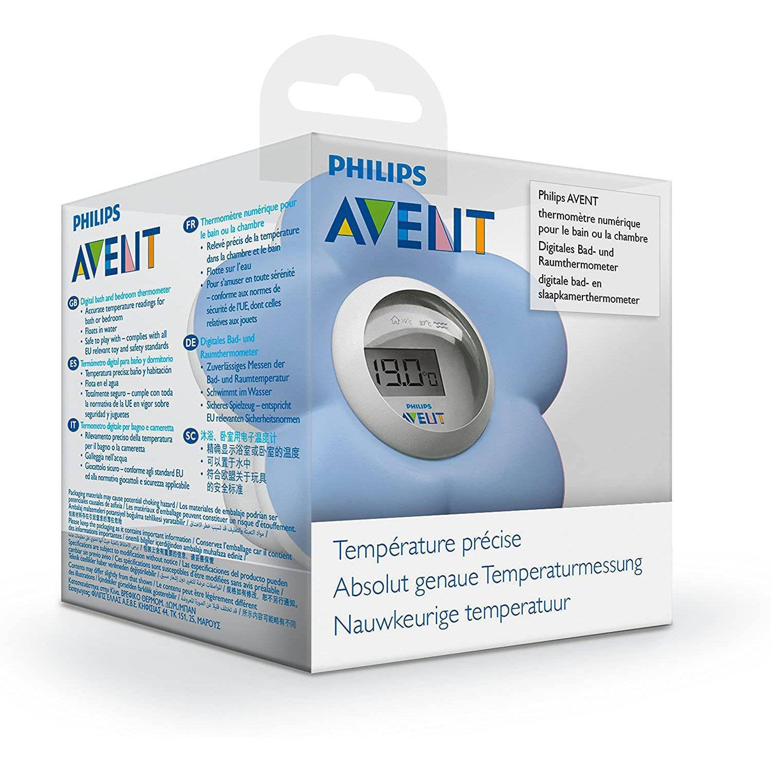 Philips Avent SCH550/20 Baby Digital Bath and Room Thermometer - Blue Flower