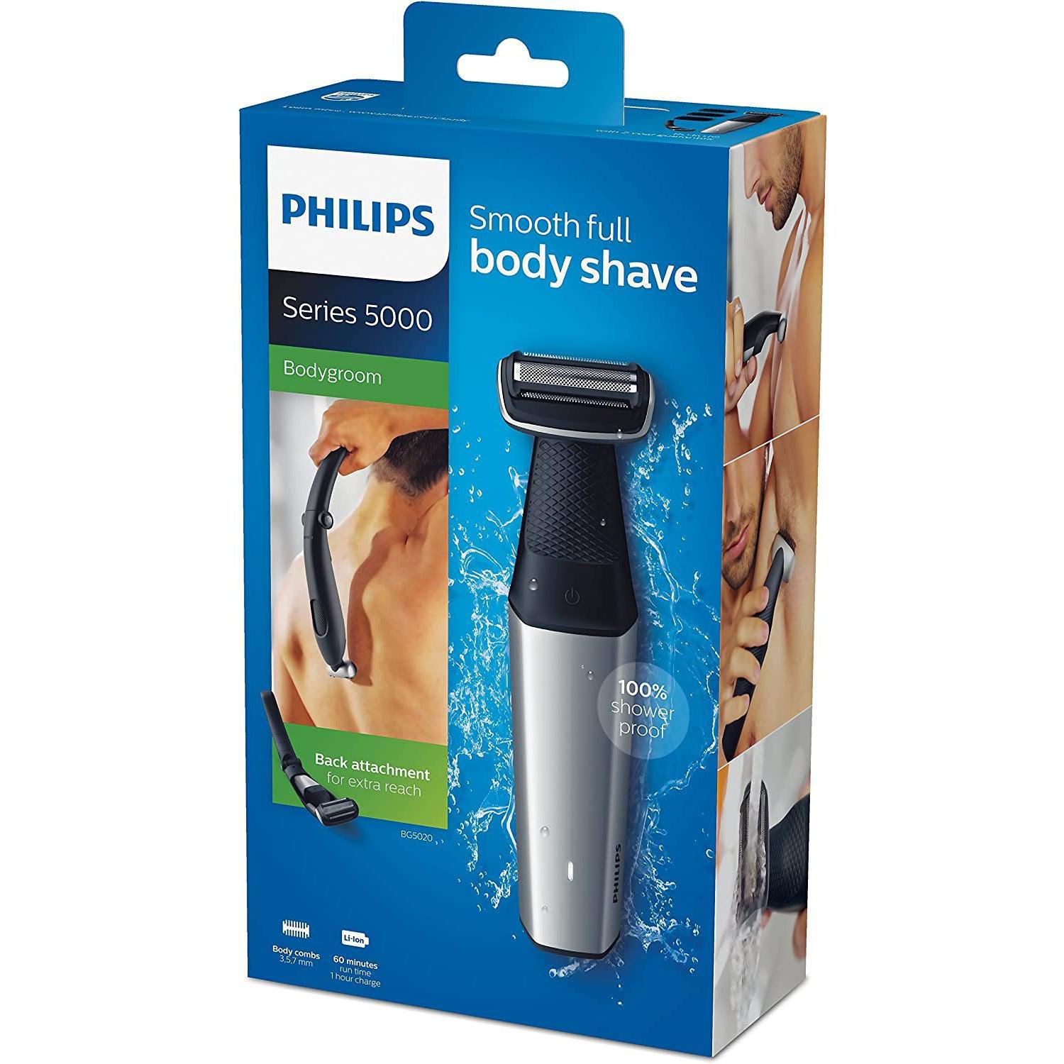 Philips BG5020/15 Bodygroom Series 5000 with Back Hair Removal Attachment and 3 Comb Attachments for Trimming