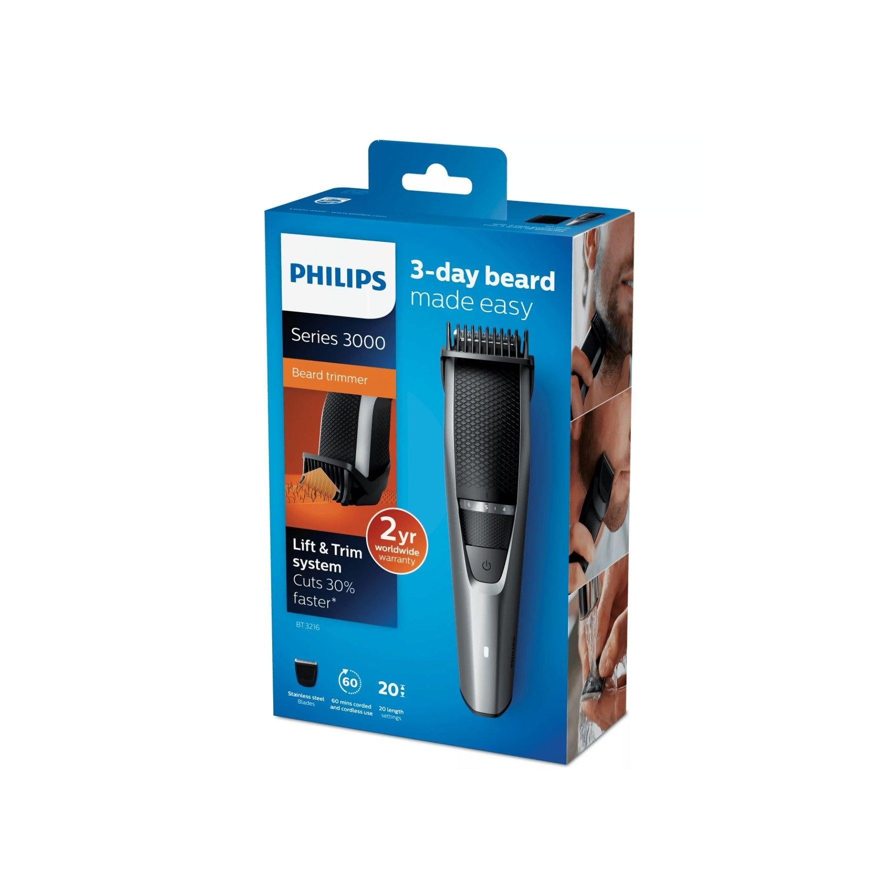 Philips BT3226/14 Series 3000 Beard Trimmer - Skin-Friendly Full Metal Blades
