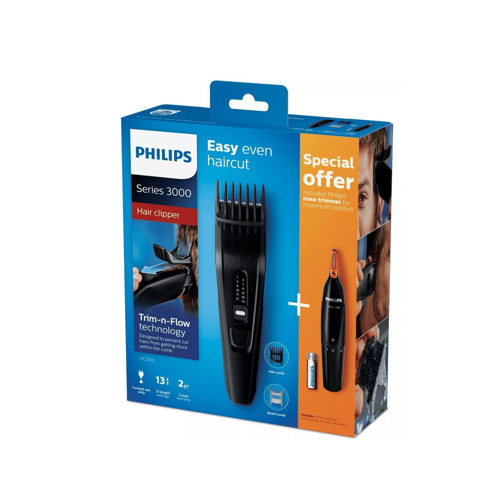 Philips HC3510/85 Series 3000 Shaver & NT1150 Nose Trimmer - Hair Removal Pack