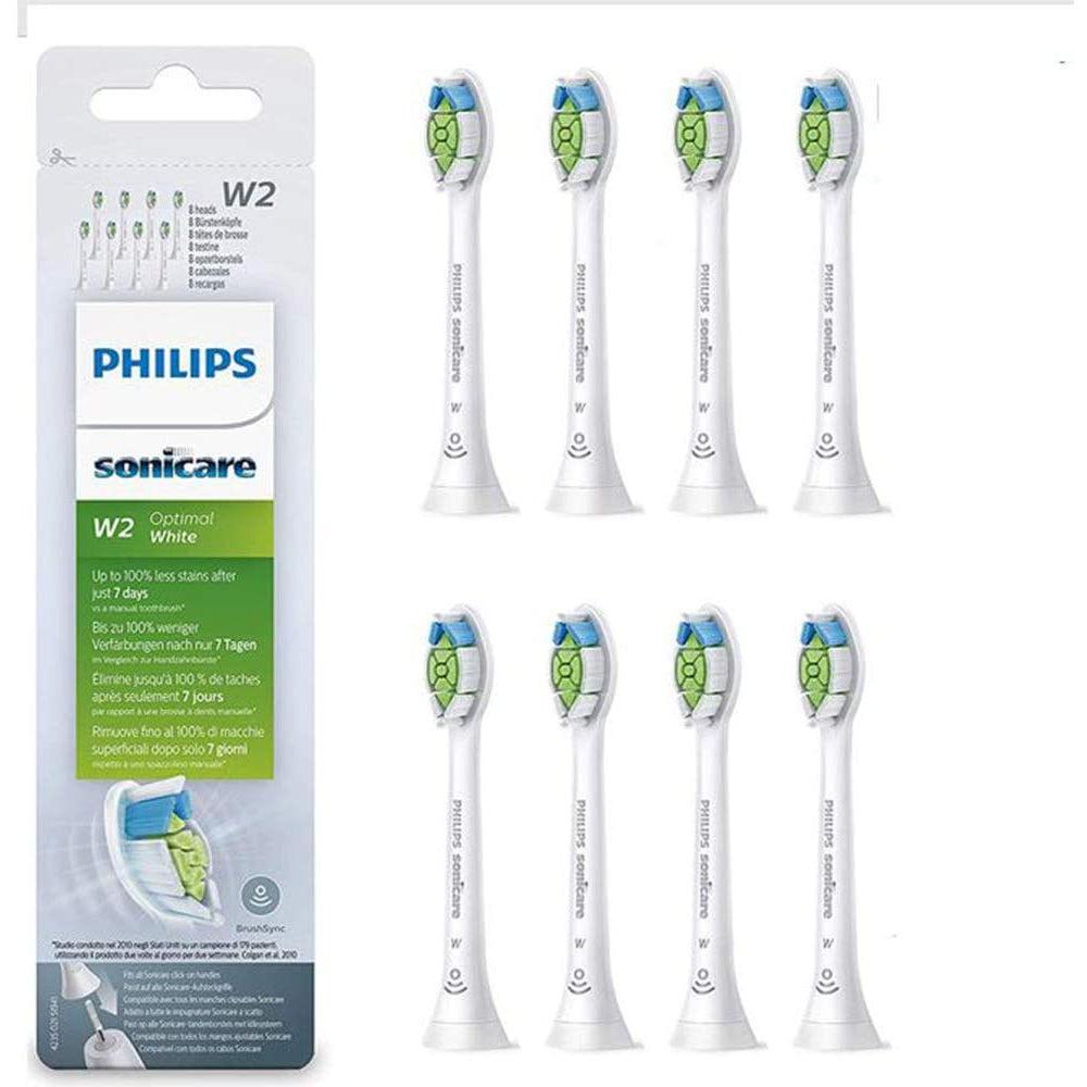 Philips HX6068/12 Sonicare W2 Optimal Brush Head - BrushSync - White, Pack of 8