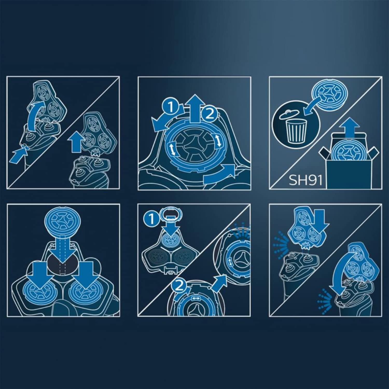 Philips SH91/50 Shaver Series 9000 Replacement Shaving Heads - Fits Philips S9000 (S9xxx)