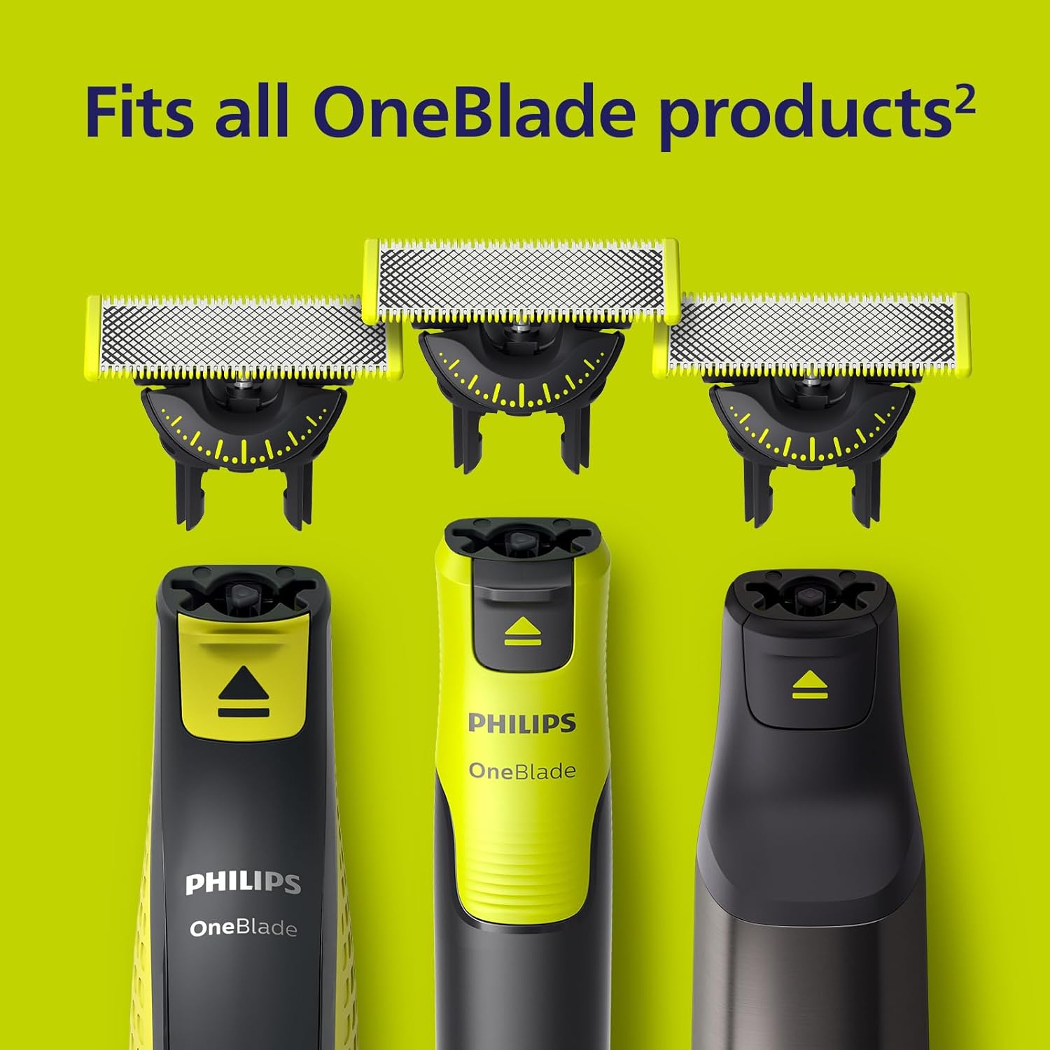 Philips OneBlade Original 360 Blade Heads + Body Kit Combs, Compatible with all OneBlade and Pro Electric Shaver & Trimmers 2x One Blade, 2x Combs -QP624/50