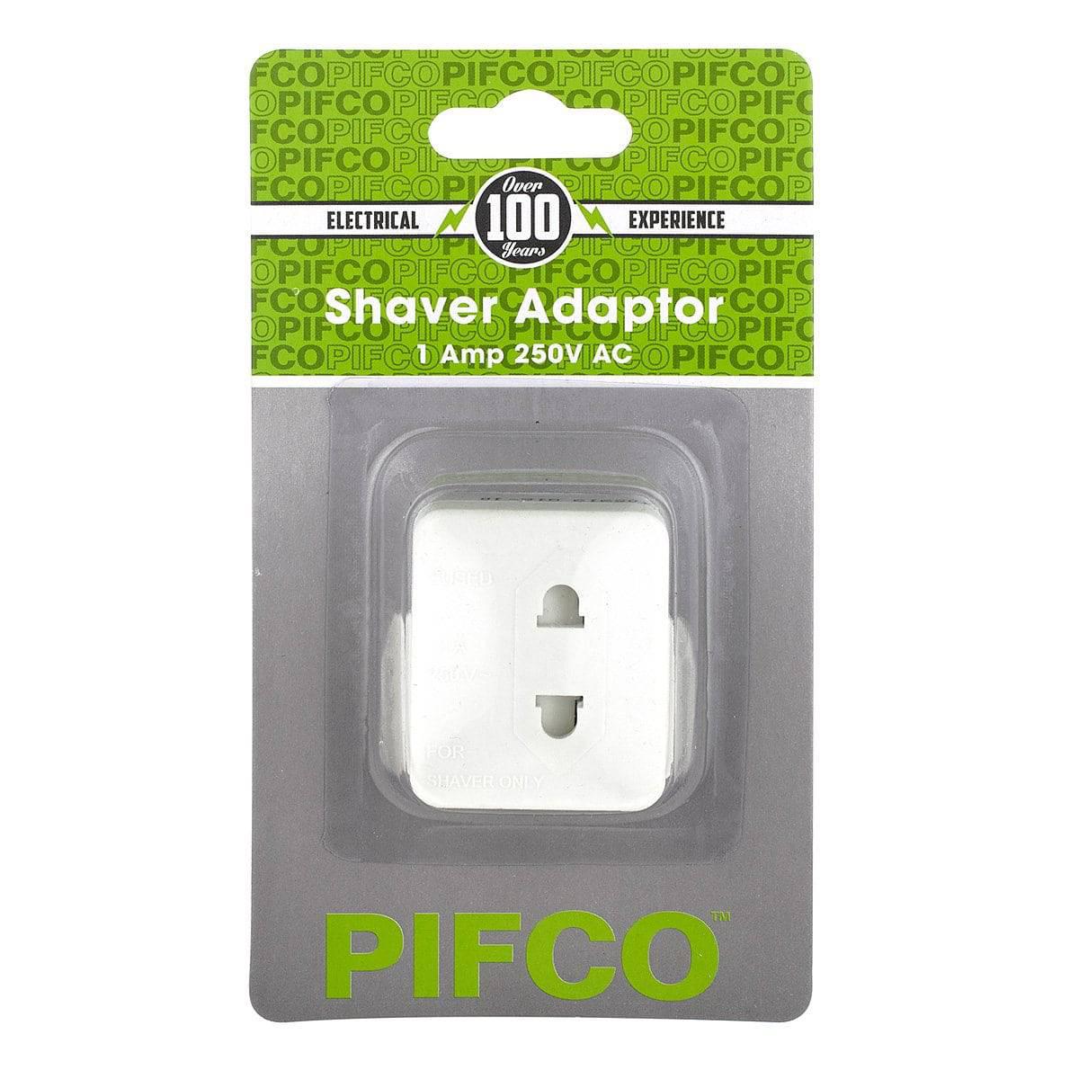 Pifco Shaver Adapter Plug - 2 Pin to 3 Pin, Fits UK and Irish 1A Plugs - White