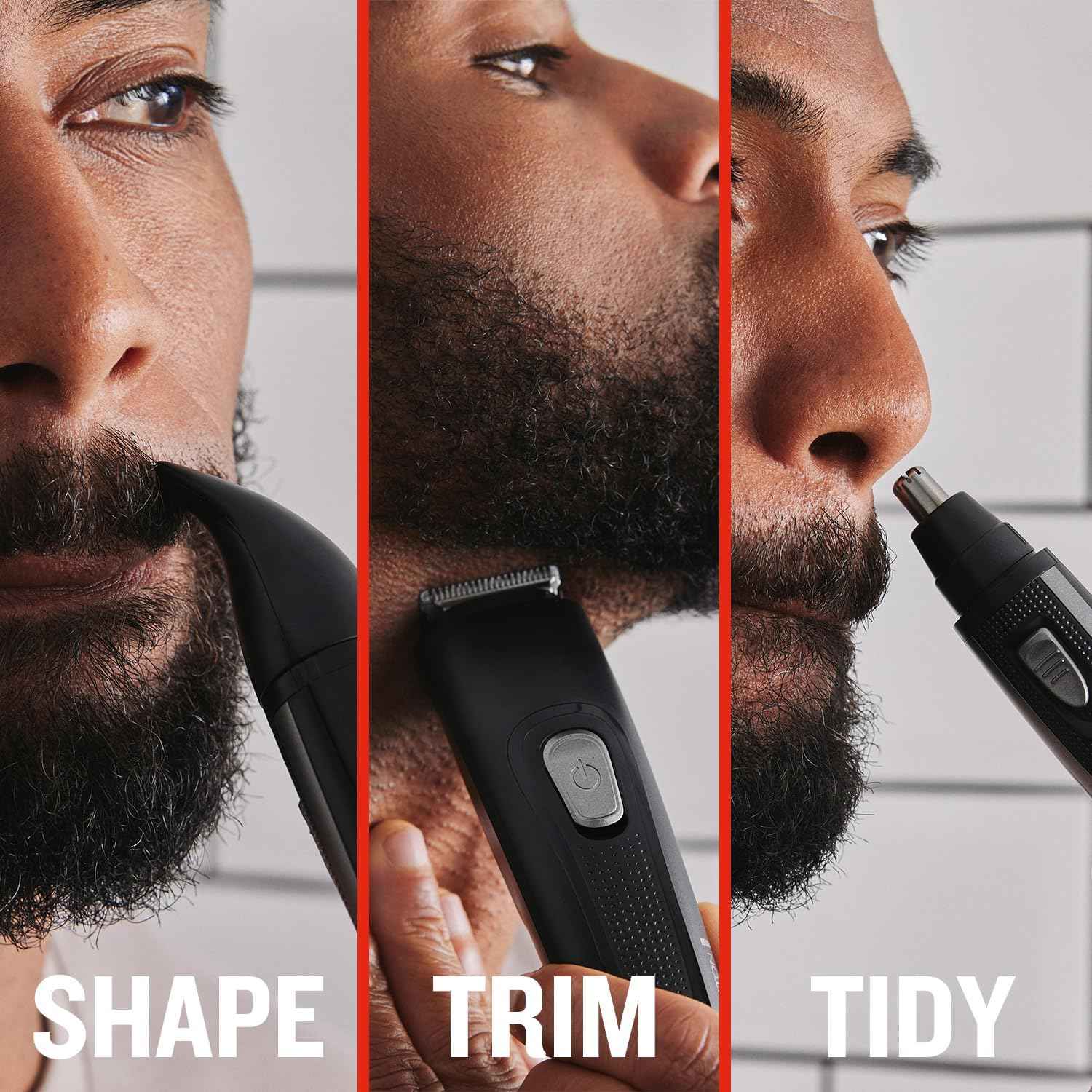 Remington Beard Trimmer Kit The Works (6 Piece Beard Trimmer with Comb (2mm-18mm), Precision Trimmer with Comb (1mm-5mm) & Nose and Ear Trimmer , USB ) MB905
