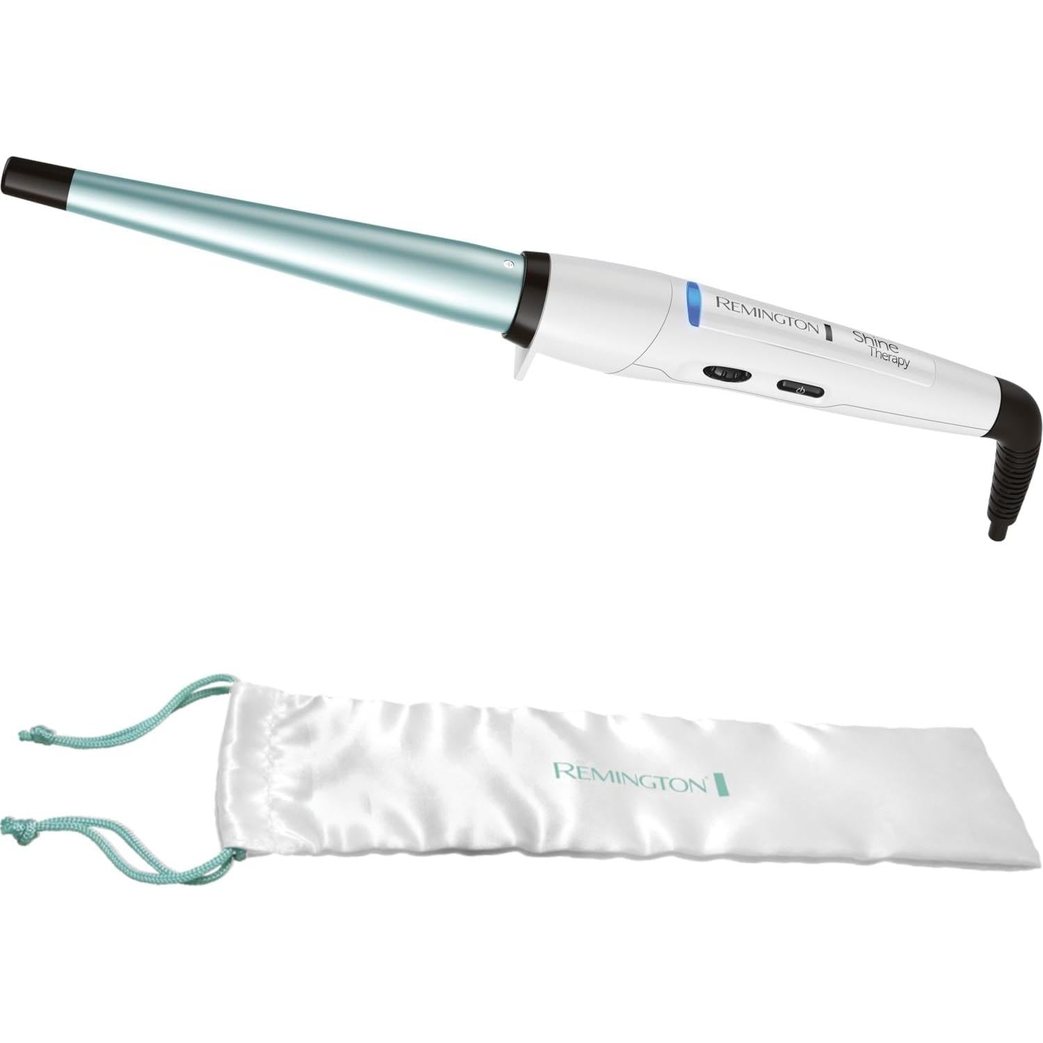 Remington Curling Wand, Conical barrel 13-25mm, Shine Therapy, Curler for shiny curls and waves, Ceramic coating infused with Moroccan Argan Oil, Fast heat up, up to 230°C, Cool Touch Tip, CI53W