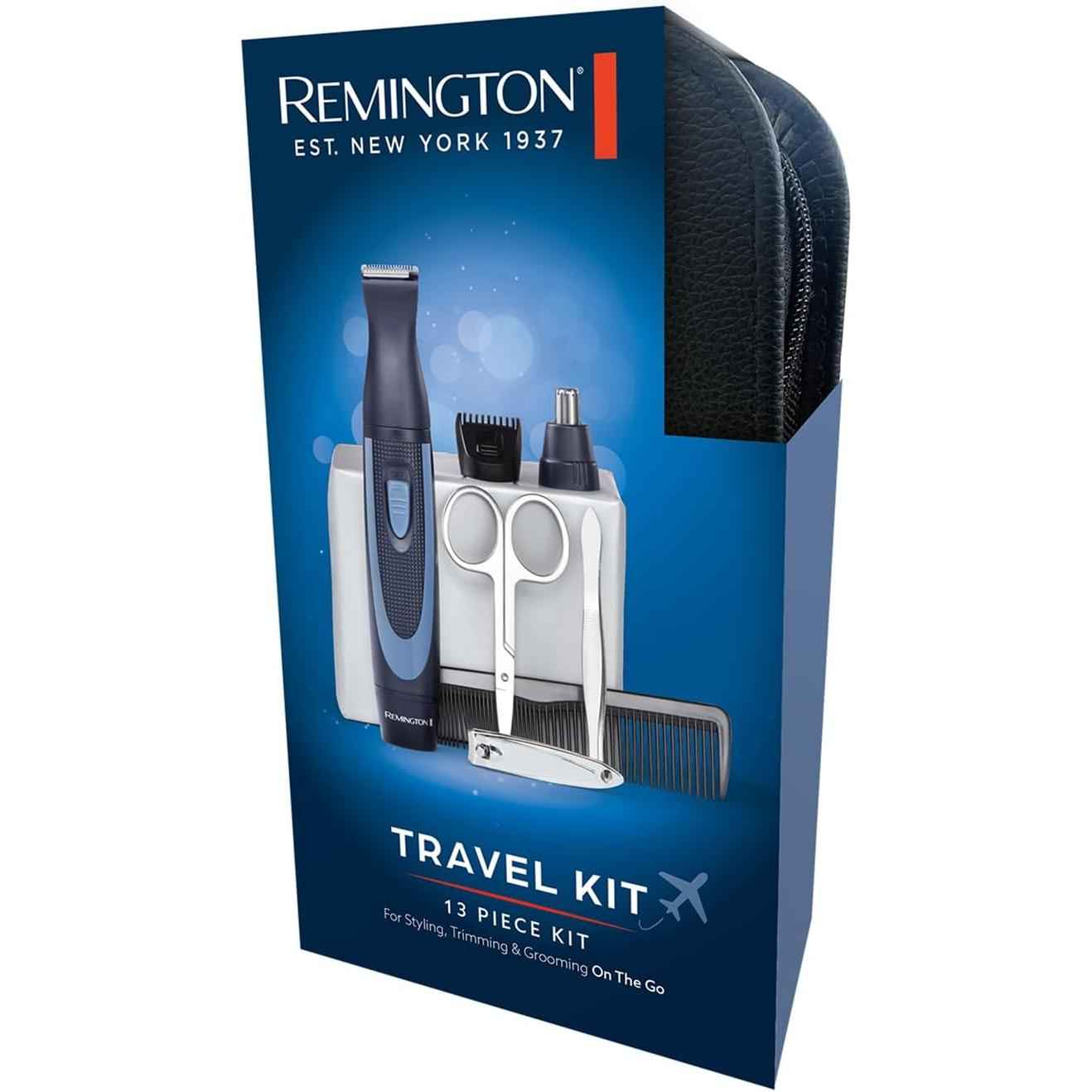 Remington Hygiene Travel Kit with Case (13 Pieces for Hair, Manicure, Pedicure etc., Beard Trimmer, Ear Hair, Facial Hair & Eyebrow Trimmer NE3890