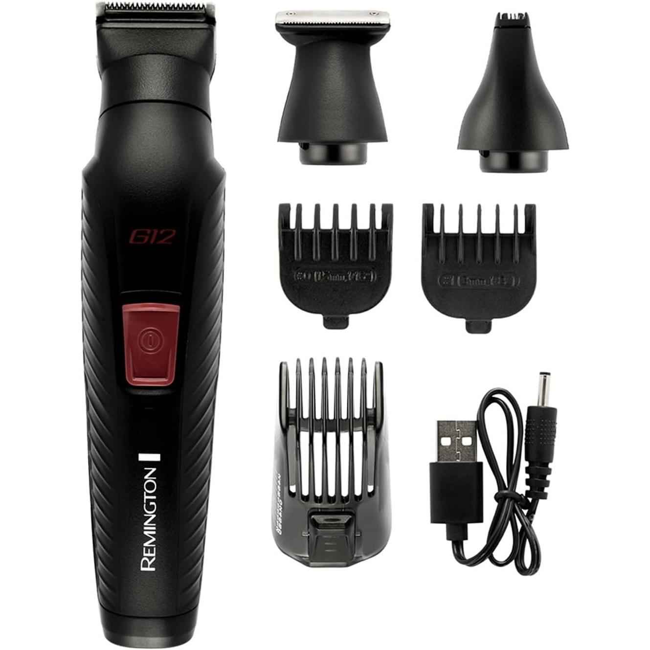 Remington 12-in-1 All-in-One Trimmer, Multi-Grooming Kit for Face, Beard, Body & Hair, 6 Attachments, Precision Detail, Nose & Ear, USB – PG2120