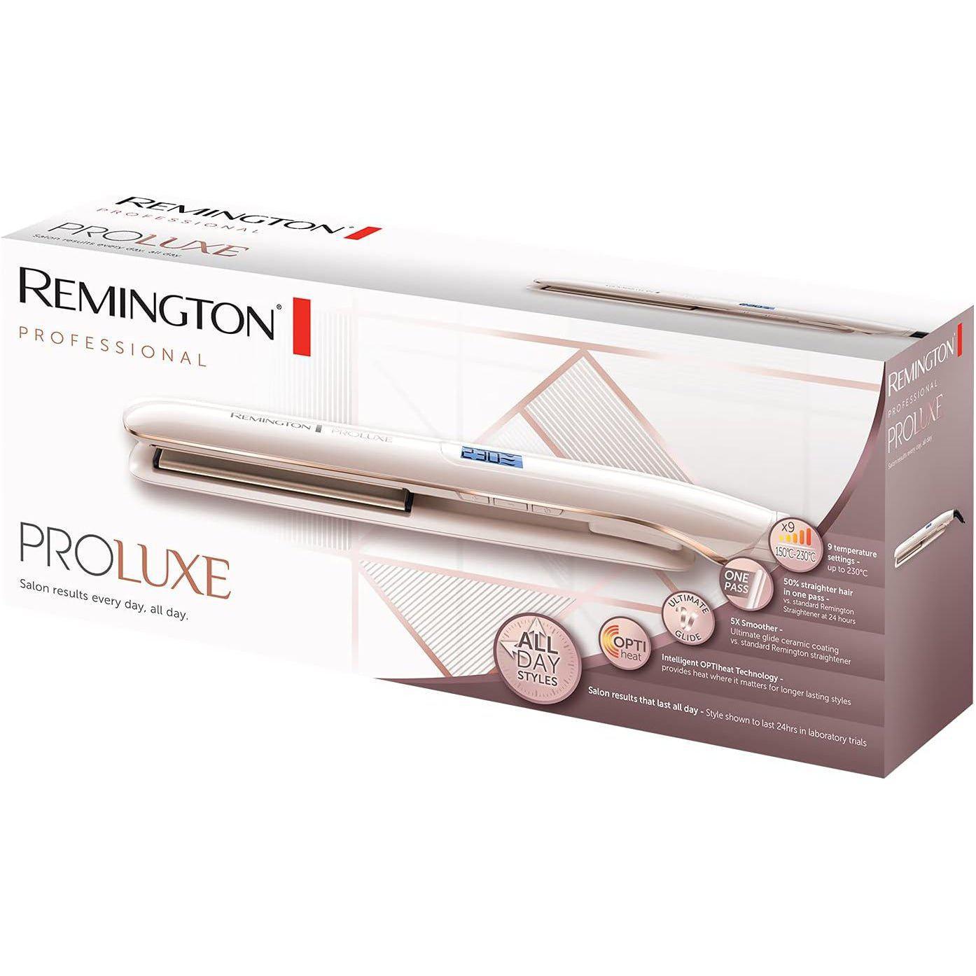 Remington Proluxe Ceramic Hair Straighteners with Pro+ Low Temperature Protective Setting, Rose Gold - S9100