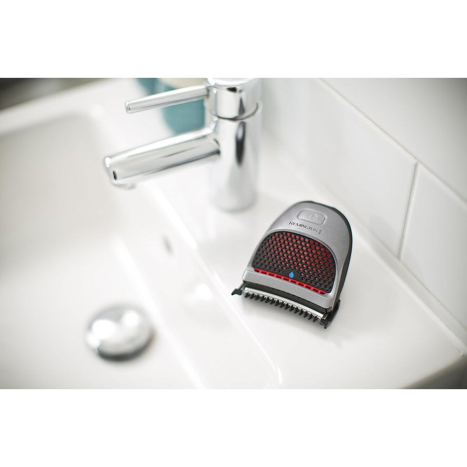 Remington Quick Cut Hair Clippers -9 Comb Lengths Curved Blade with Storage Pouch - HC4250, Black/Red