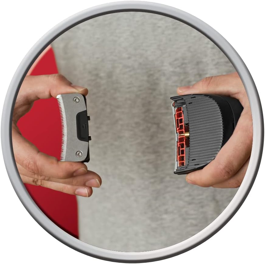 Remington Quick Cut Hair Clippers -9 Comb Lengths Curved Blade with Storage Pouch - HC4250, Black/Red