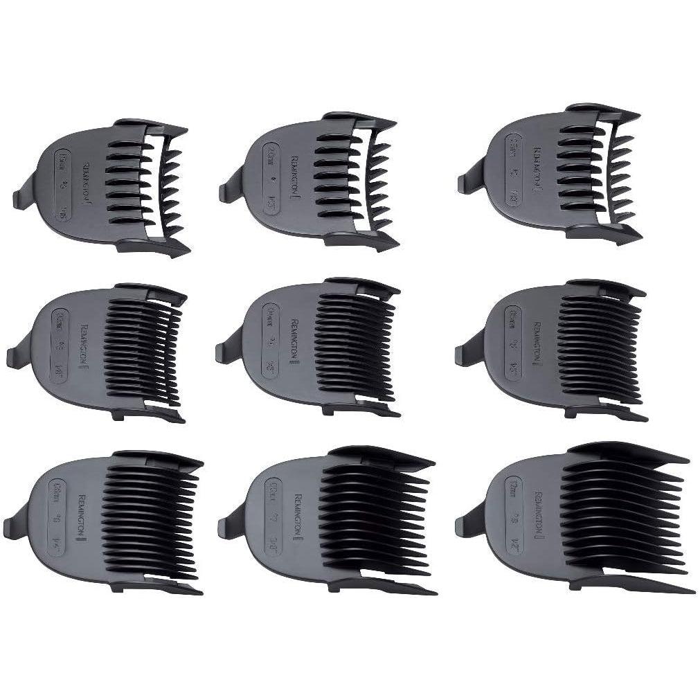 Remington Quick Cut Hair Clippers -9 Comb Lengths Curved Blade with Storage Pouch - HC4250, Black/Red