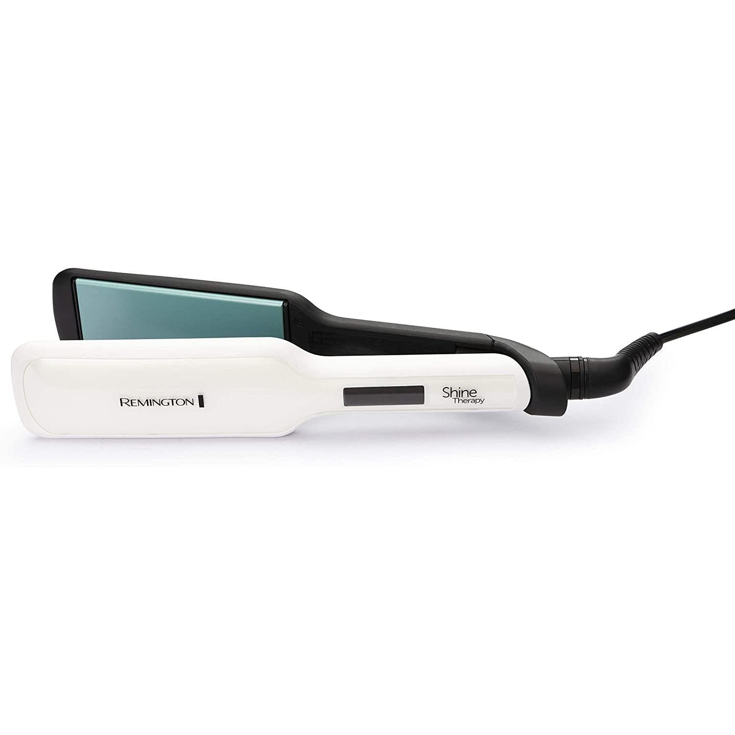 Remington Shine Therapy Wide Plate Ceramic Hair Straighteners for Longer Thicker Hair with Morrocan Argan Oil - S8550