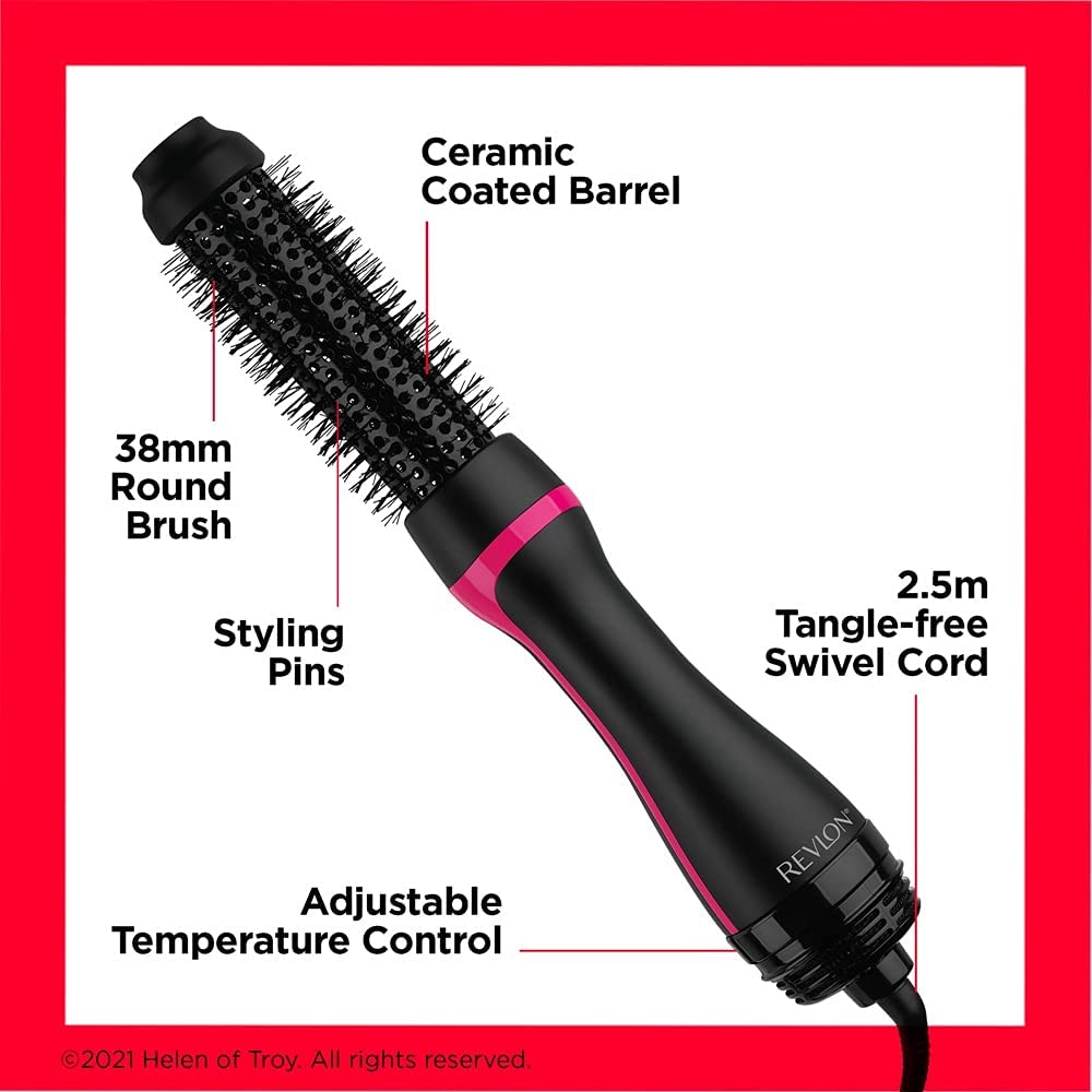 Revlon One-Step Style Booster - Round Brush Dryer & Styler, Round Brush- 38 mm RVDR5292UKE, Black