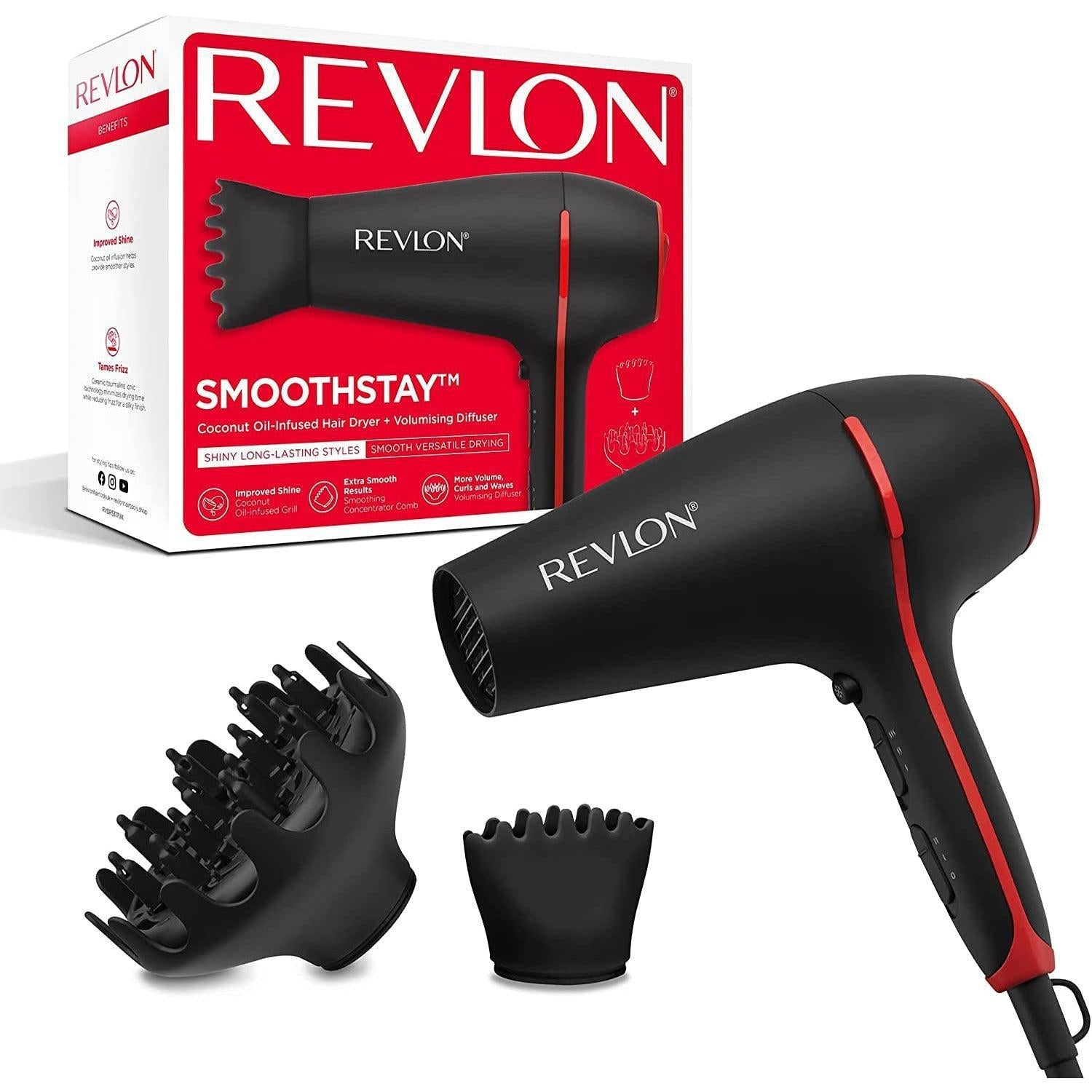 Revlon Smoothstay Coconut Oil-Infused Hair Dryer 2000 watts -RVDR5317