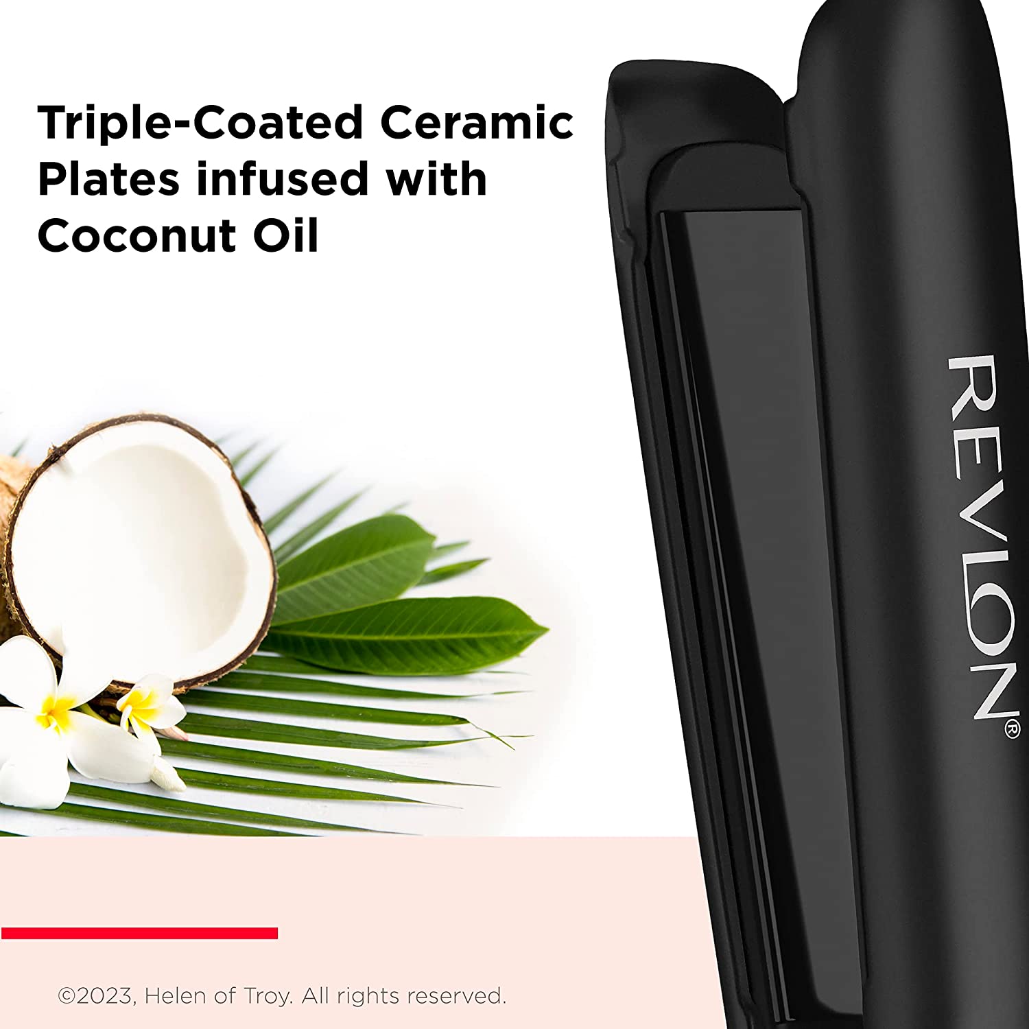 Revlon Smoothstay Coconut Oil-Infused Hair Straightener 25mm Plates Temperature up to 235°C,RVST2211P