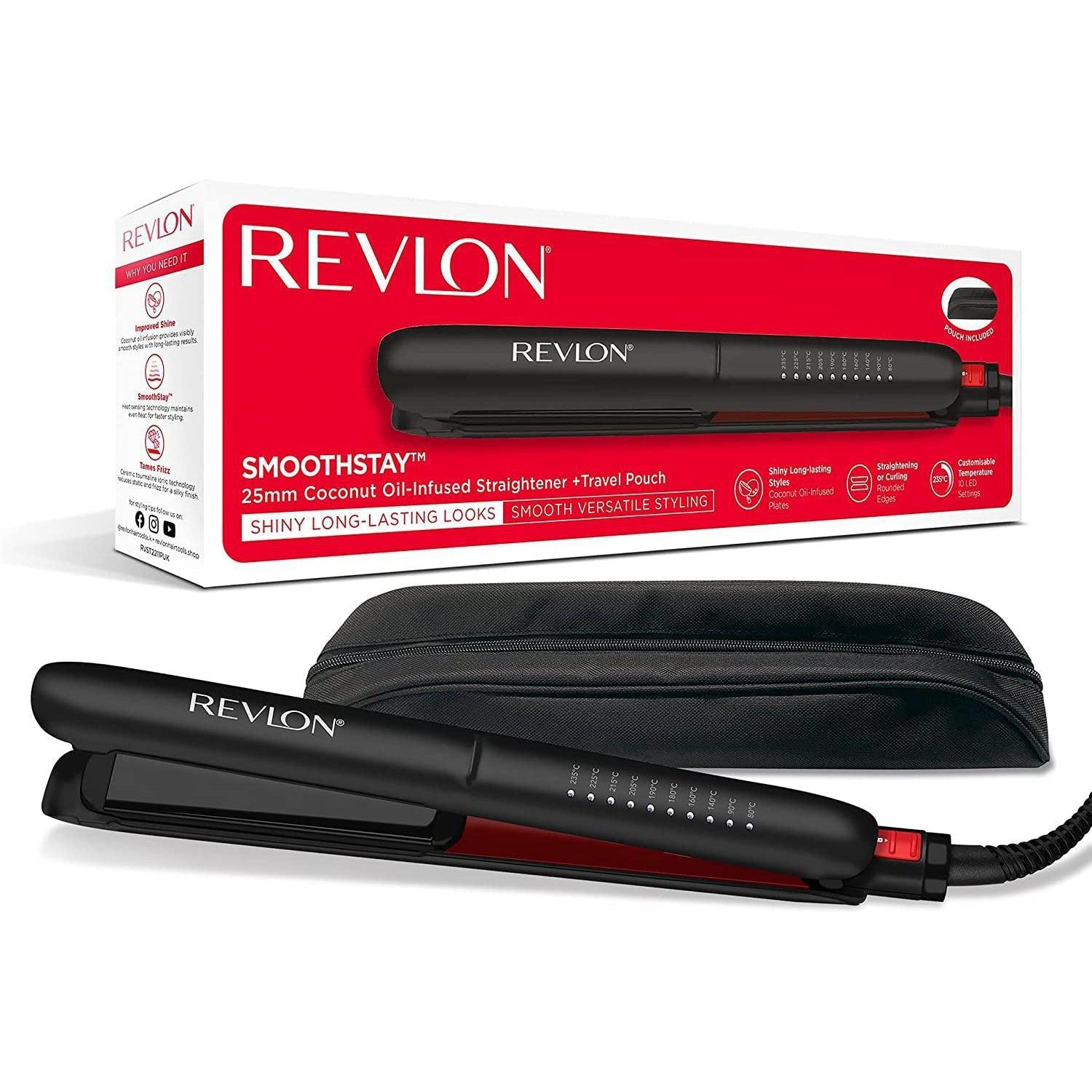 Revlon Smoothstay Coconut Oil-Infused Hair Straightener 25mm Plates Temperature up to 235°C,RVST2211P