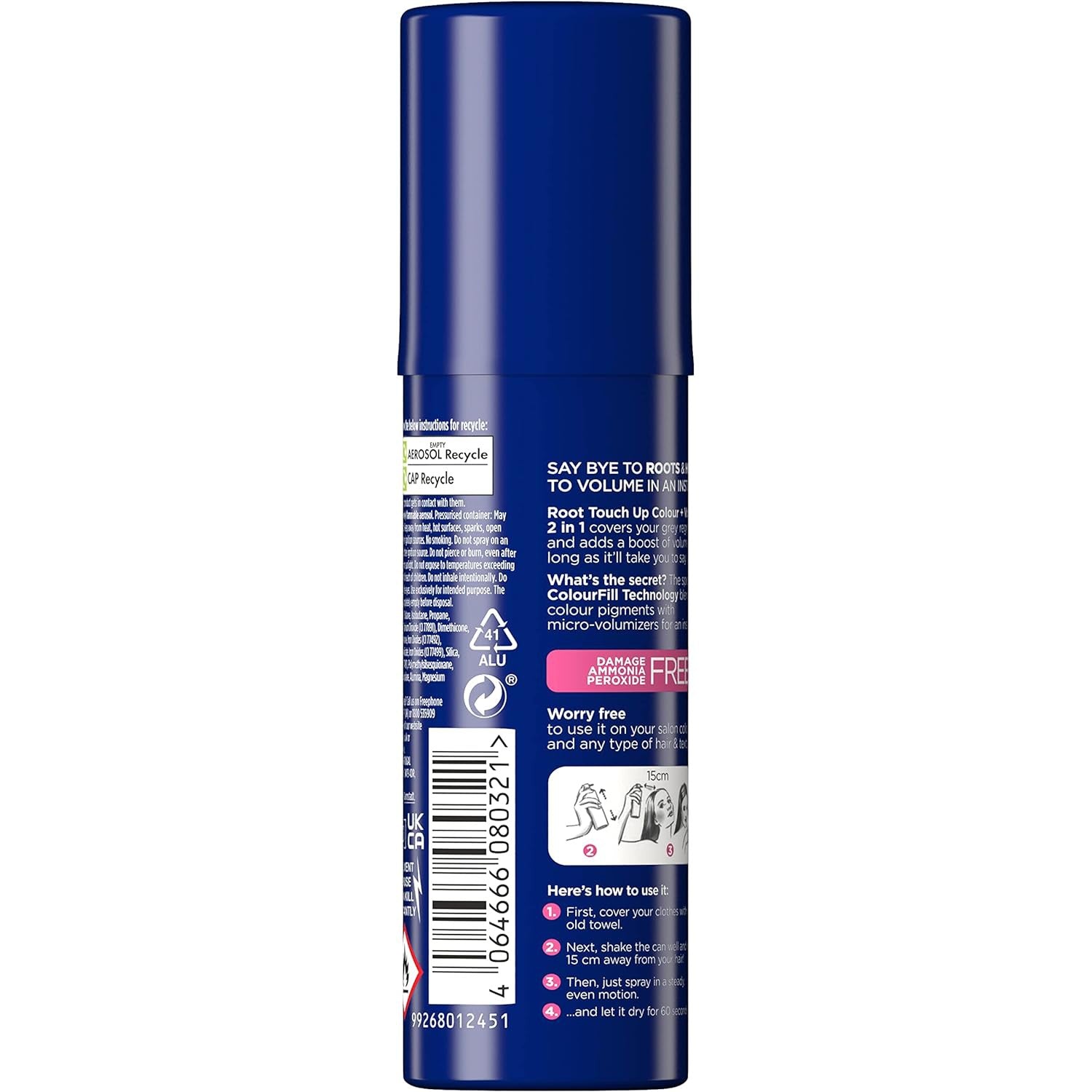 Clairol root touch up color + volume 2 in 1 spray dark to medium blonde, 75ml