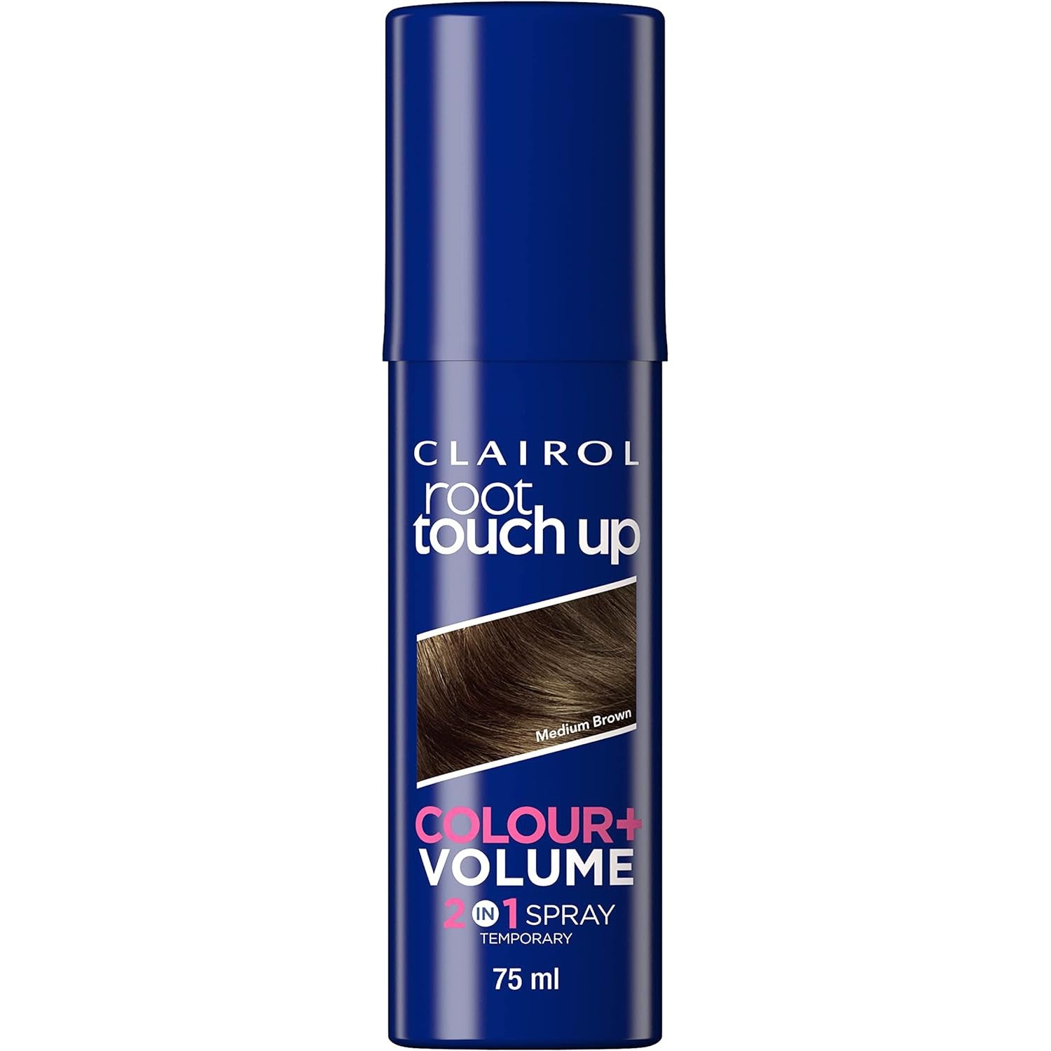 Clairol Root Touch Up Spray, Temporary Grey Coverage & Volume 2-in-1 Spray, Medium Brown, 75ML