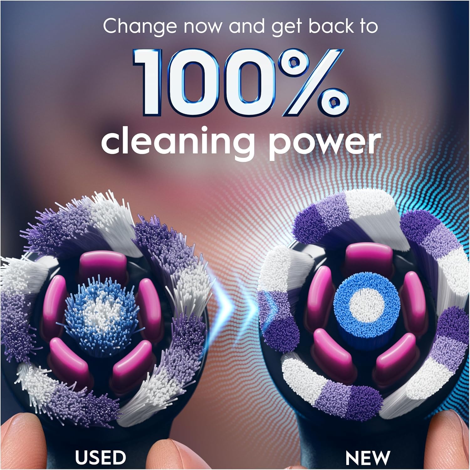 Oral-B iO Radiant White 4pk Replacement Toothbrush Heads, with Angled Bristles for Deep Plaque Removal & Polishing Petals for Teeth Whitening, Black
