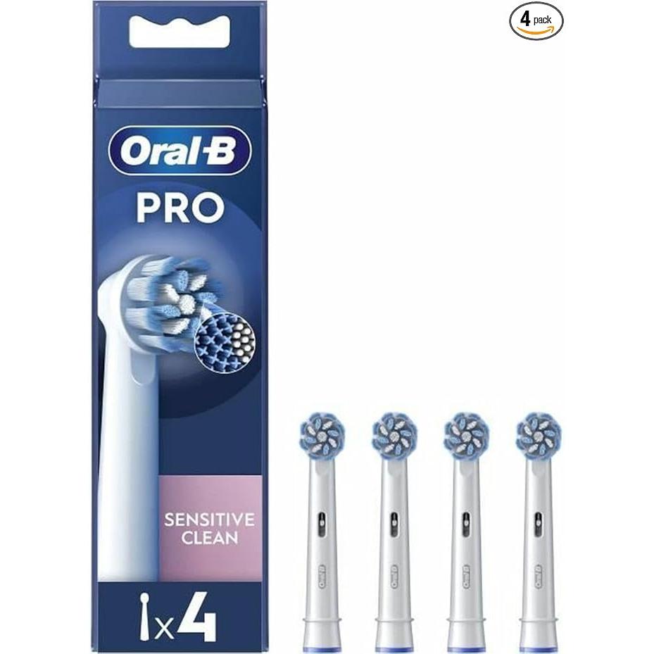 Oral-B Pro Sensitive Clean 4pk Toothbrush Heads, Extra Soft Bristles for Gentle Brushing & Plaque Removal
