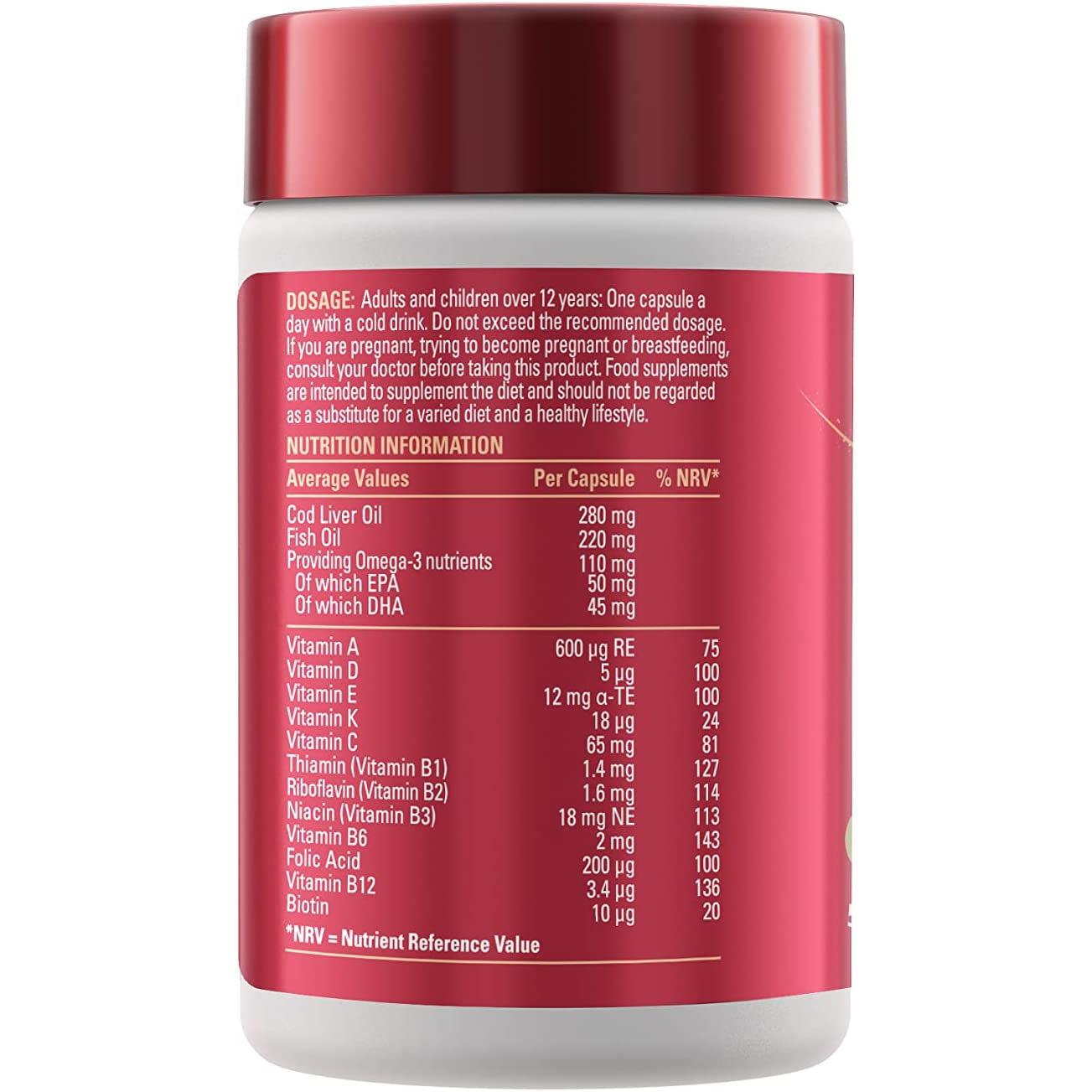 Seven Seas Cod Liver Oil Tablets, Plus Multivitamins & 110 mg Omega-3 - 30 Capsules