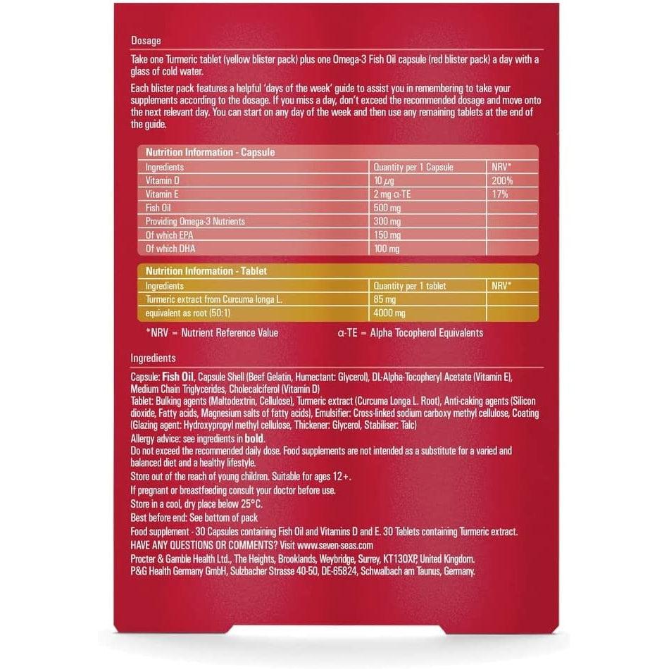 Seven Seas Omega-3 Fish Oil Turmeric, 500 mg Fish Oil + 300 mg Omega-3 -30 Tab Duo Pack