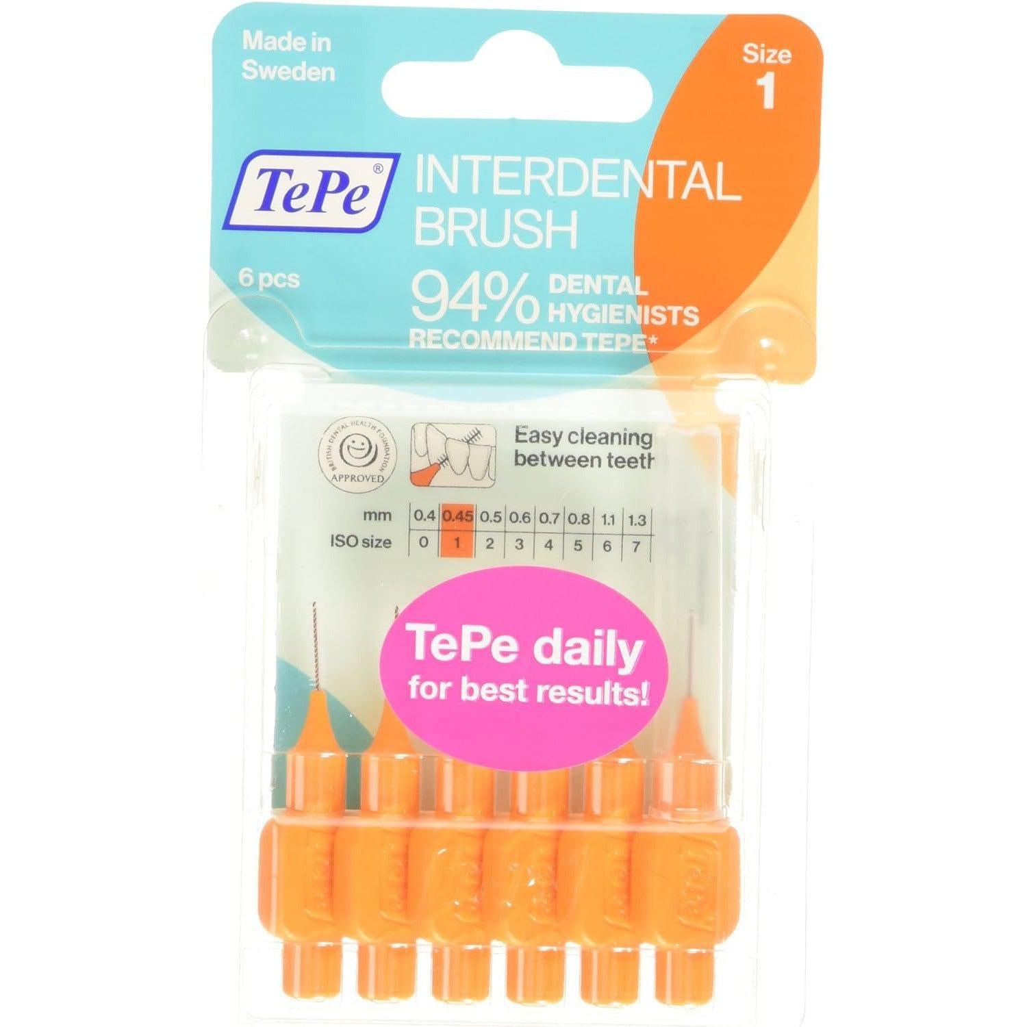 Tepe Interdental Orange Brushes 0.45 mm - Pack of 6