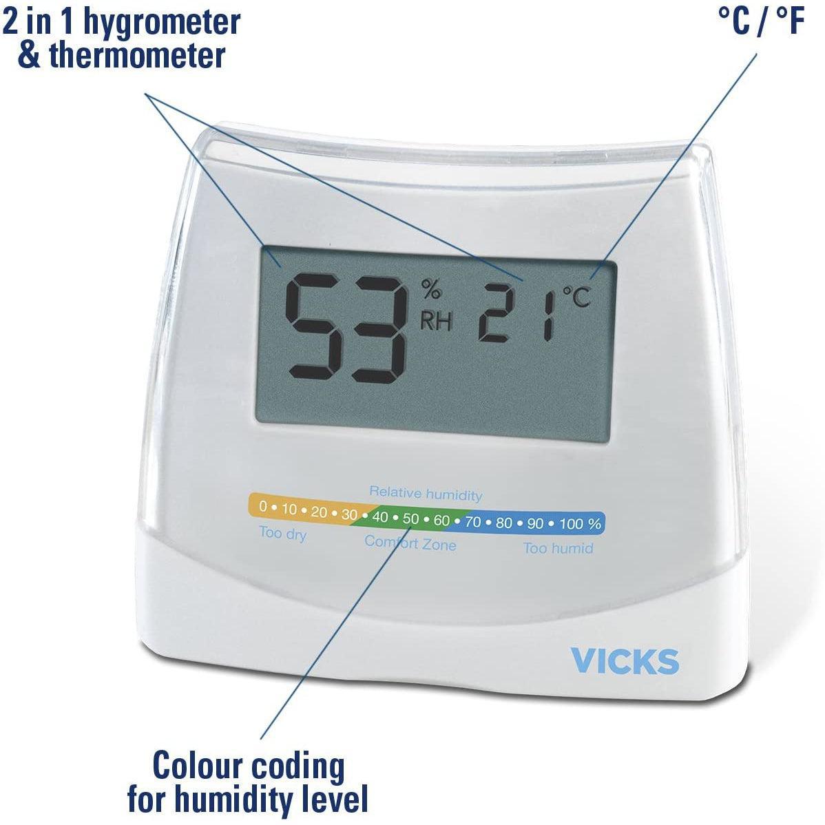 Vicks 2-in-1 Hygrometer and Thermometer V70 - Measures room humidity and temperature for better indoor comfort