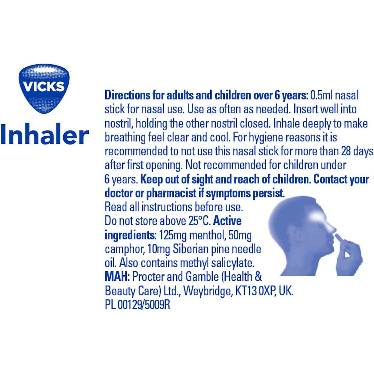 Vicks Inhaler For Cold And Cough, Fast Relief From A Stuffy Nose, Decongestant For Blocked Nose