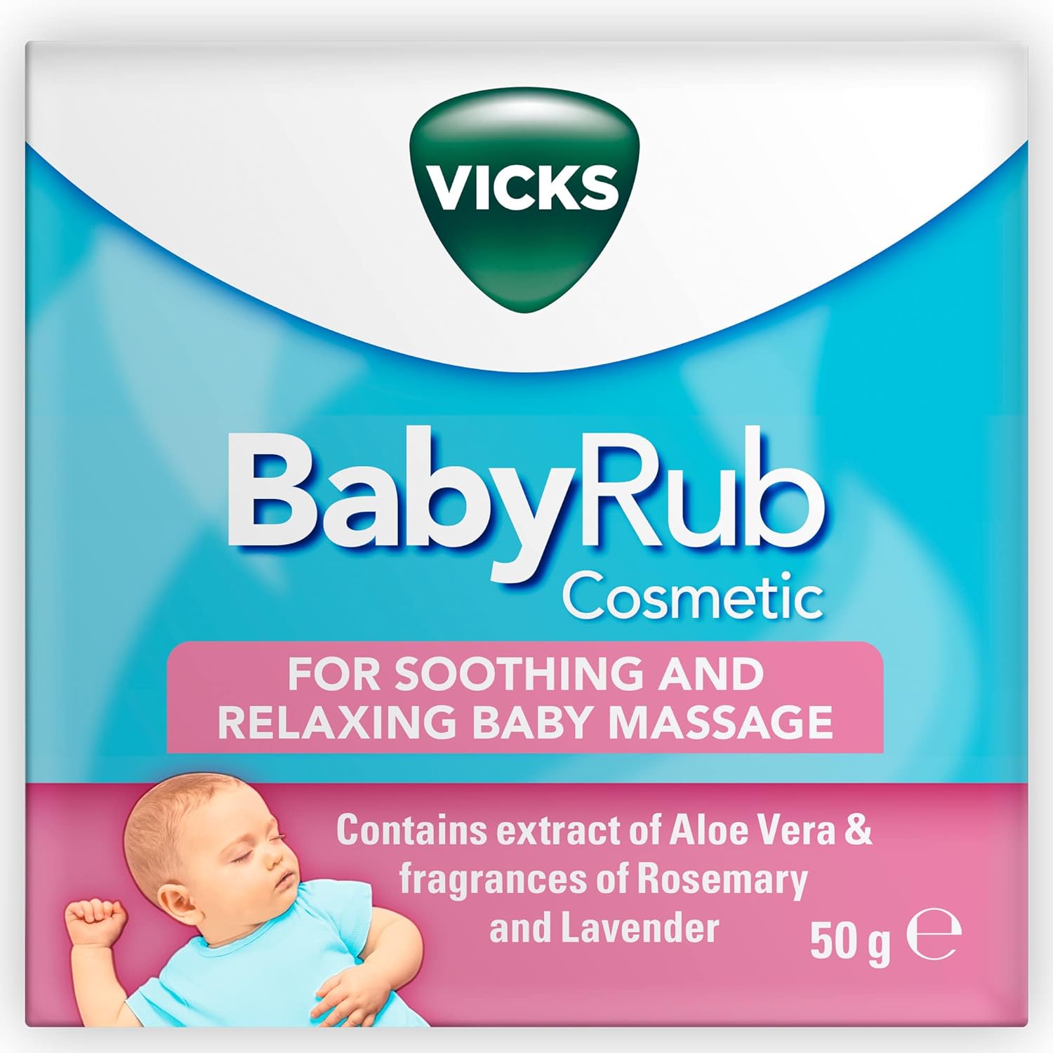 Vicks BabyRub Ointment 6 Months +, with Fragrances Of Rosemary And Lavender, for Soothing and Relaxing Baby Massage Jar 50g